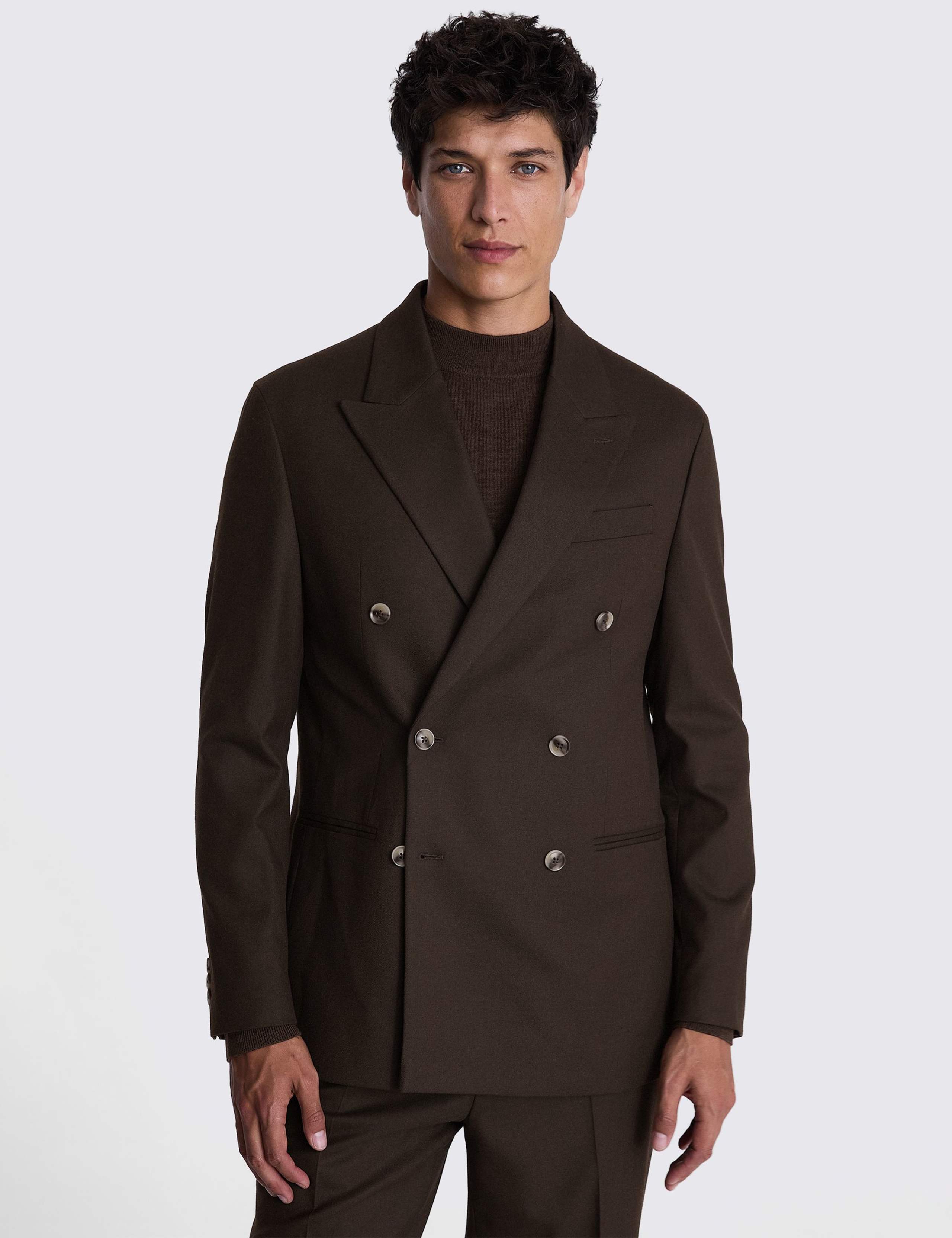 Relaxed Fit Flannel Double Breasted Suit Jacket 1 of 5