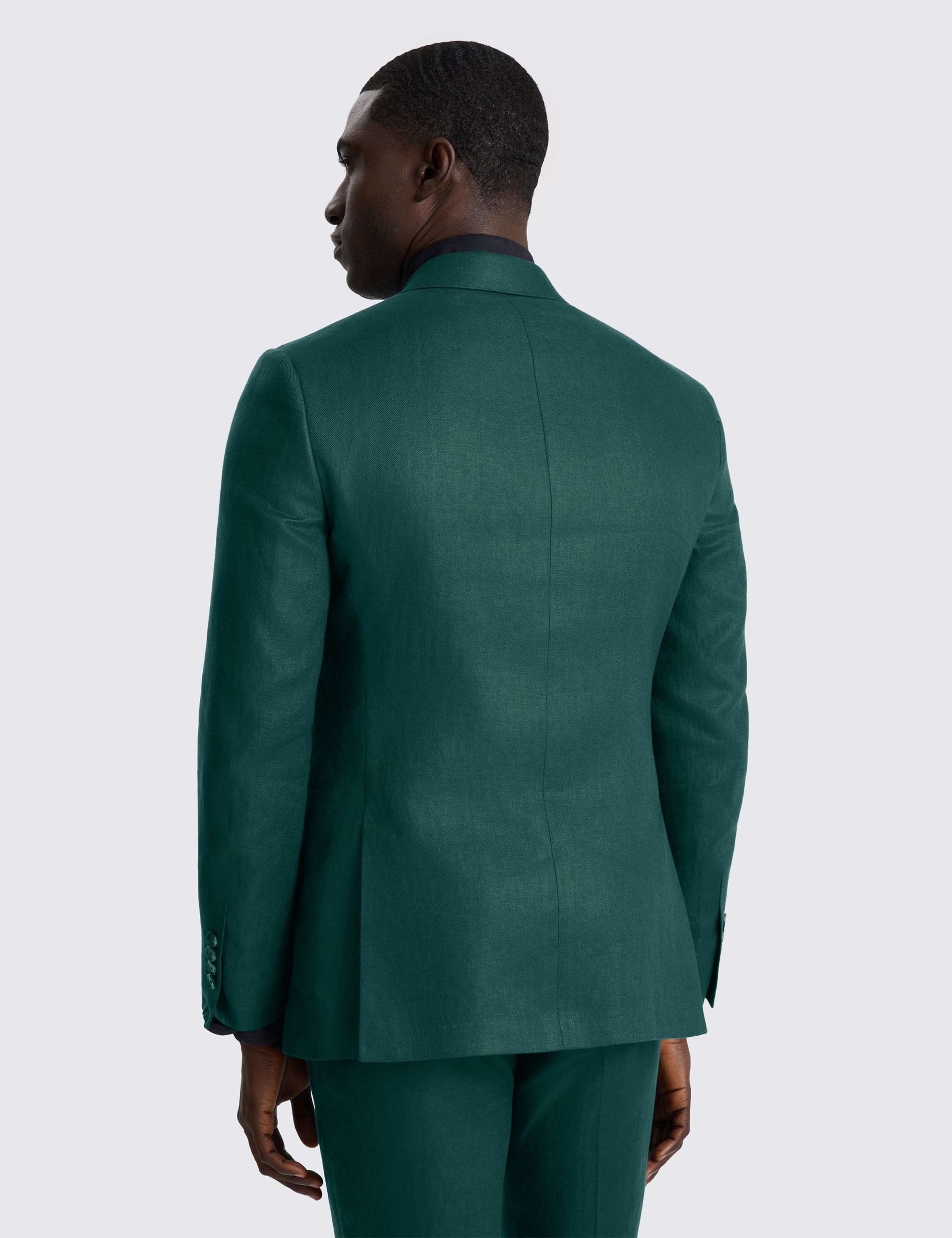 Slim Fit Pure Linen Double Breasted Suit Jacket 4 of 5