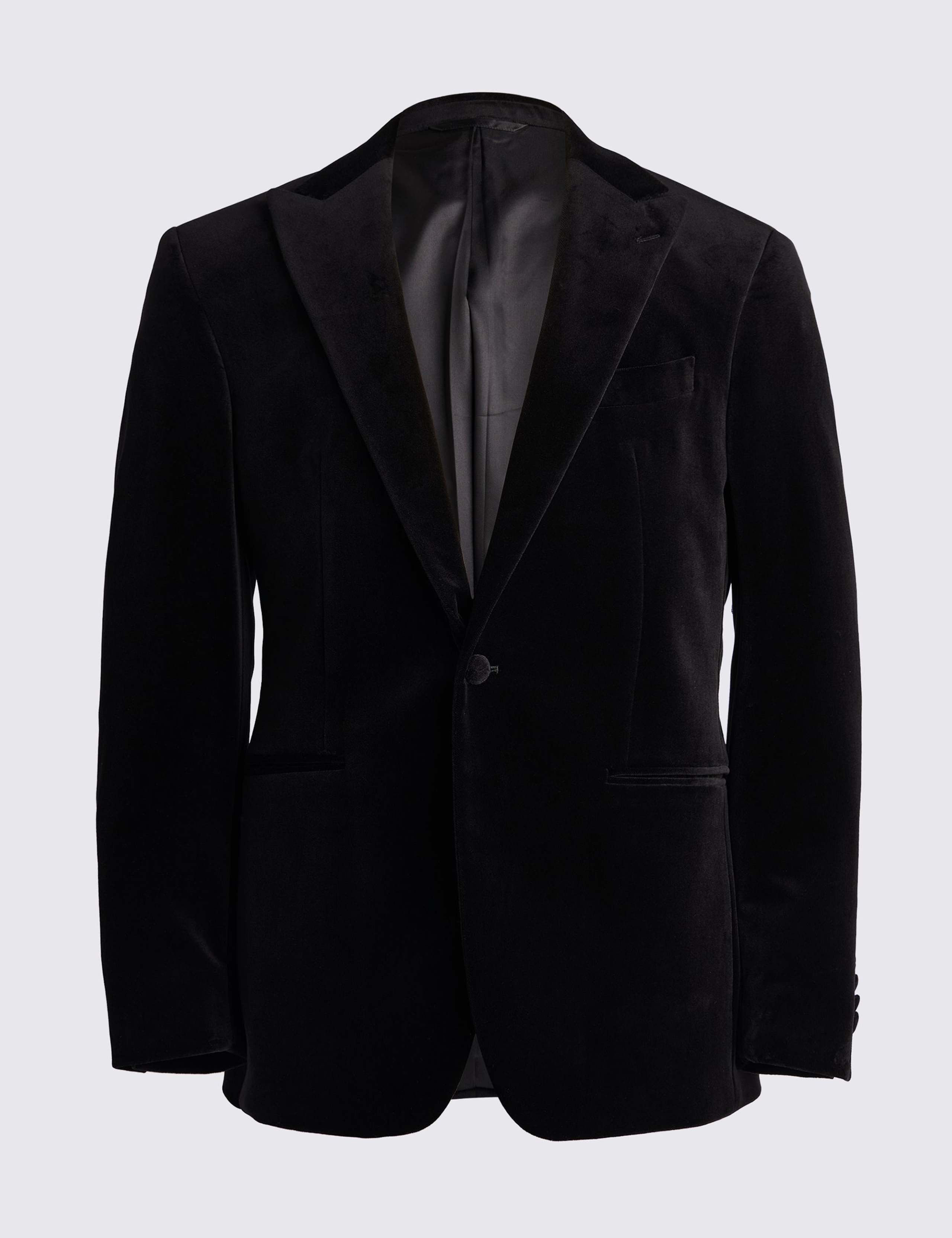 Tailored Fit Pure Cotton Velvet Tuxedo Jacket 2 of 5