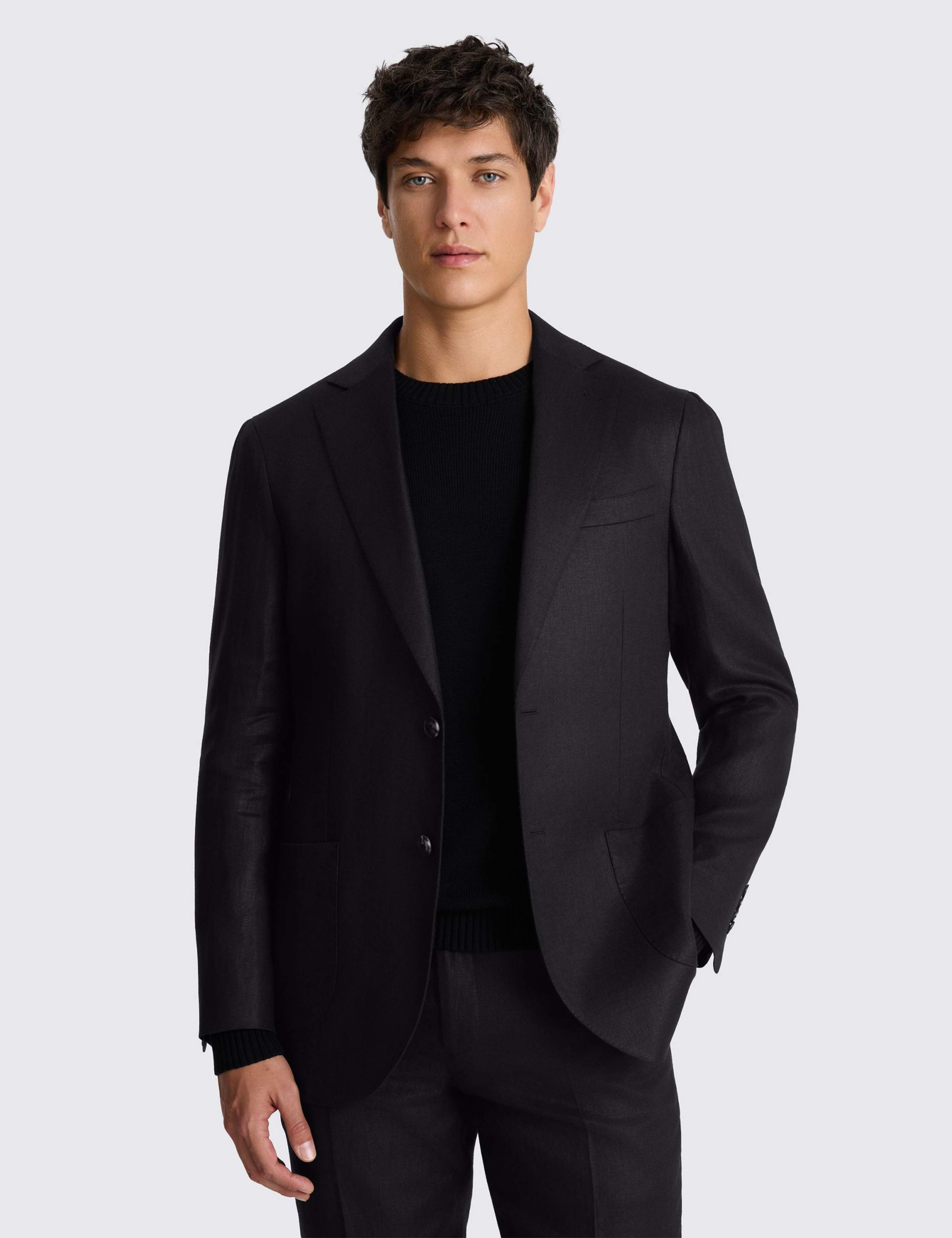Tailored Fit Pure Linen Twill Suit Jacket 1 of 5