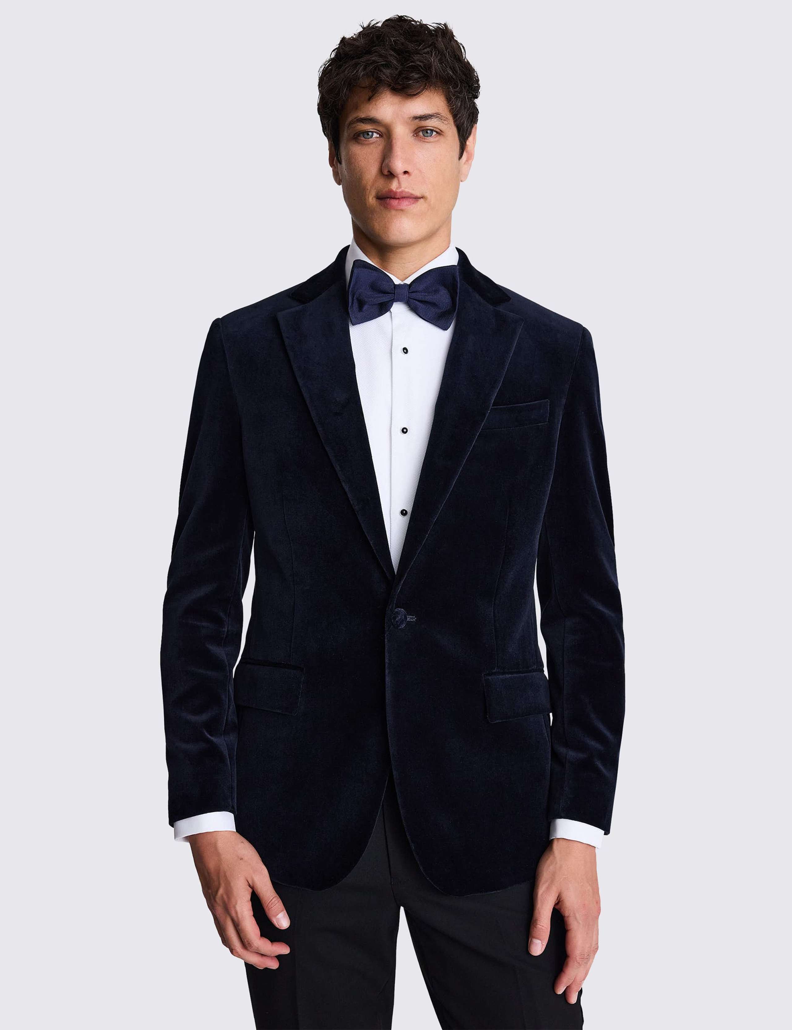 Tailored Fit Pure Cotton Velvet Tuxedo Jacket 1 of 5