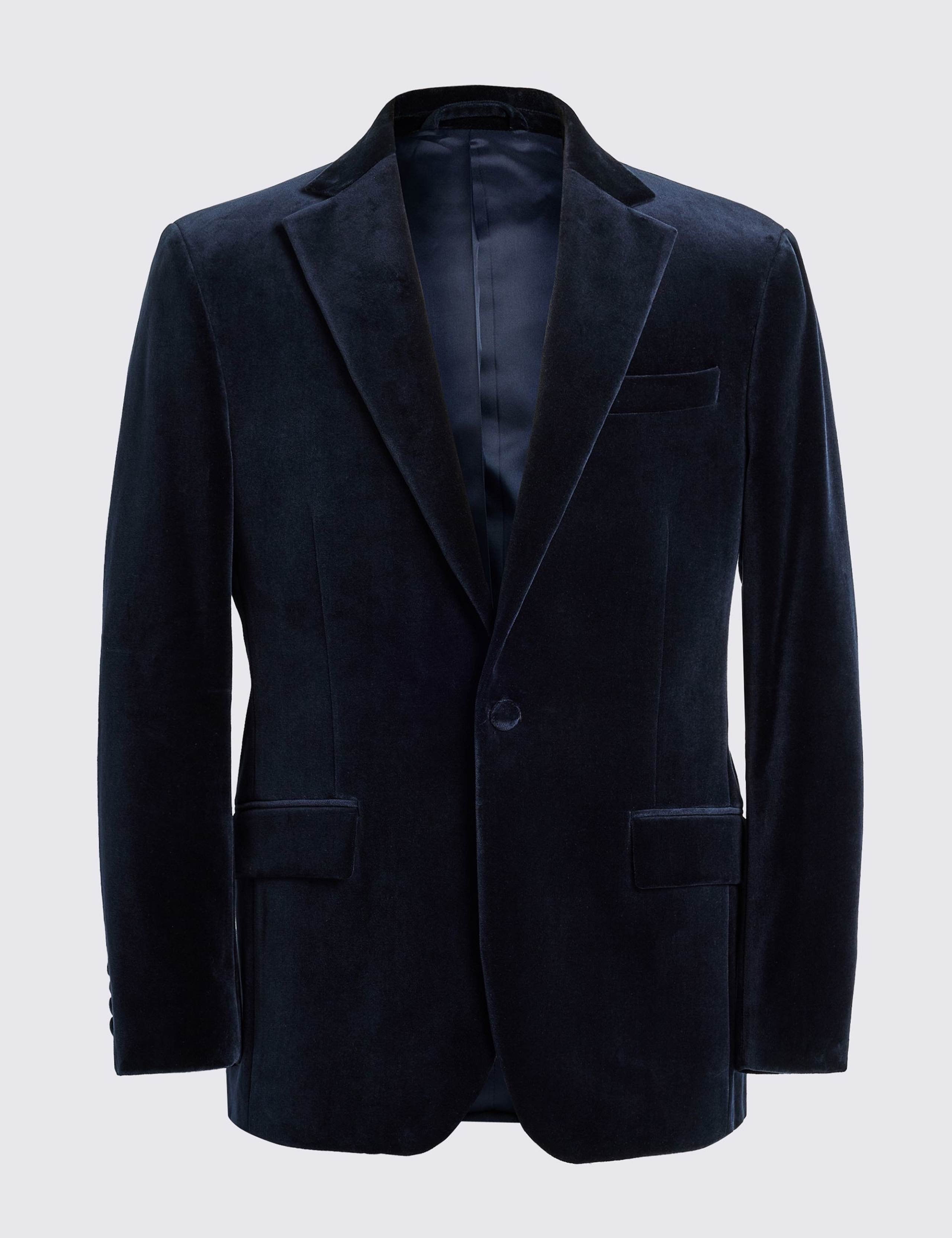 Tailored Fit Pure Cotton Velvet Tuxedo Jacket 2 of 5