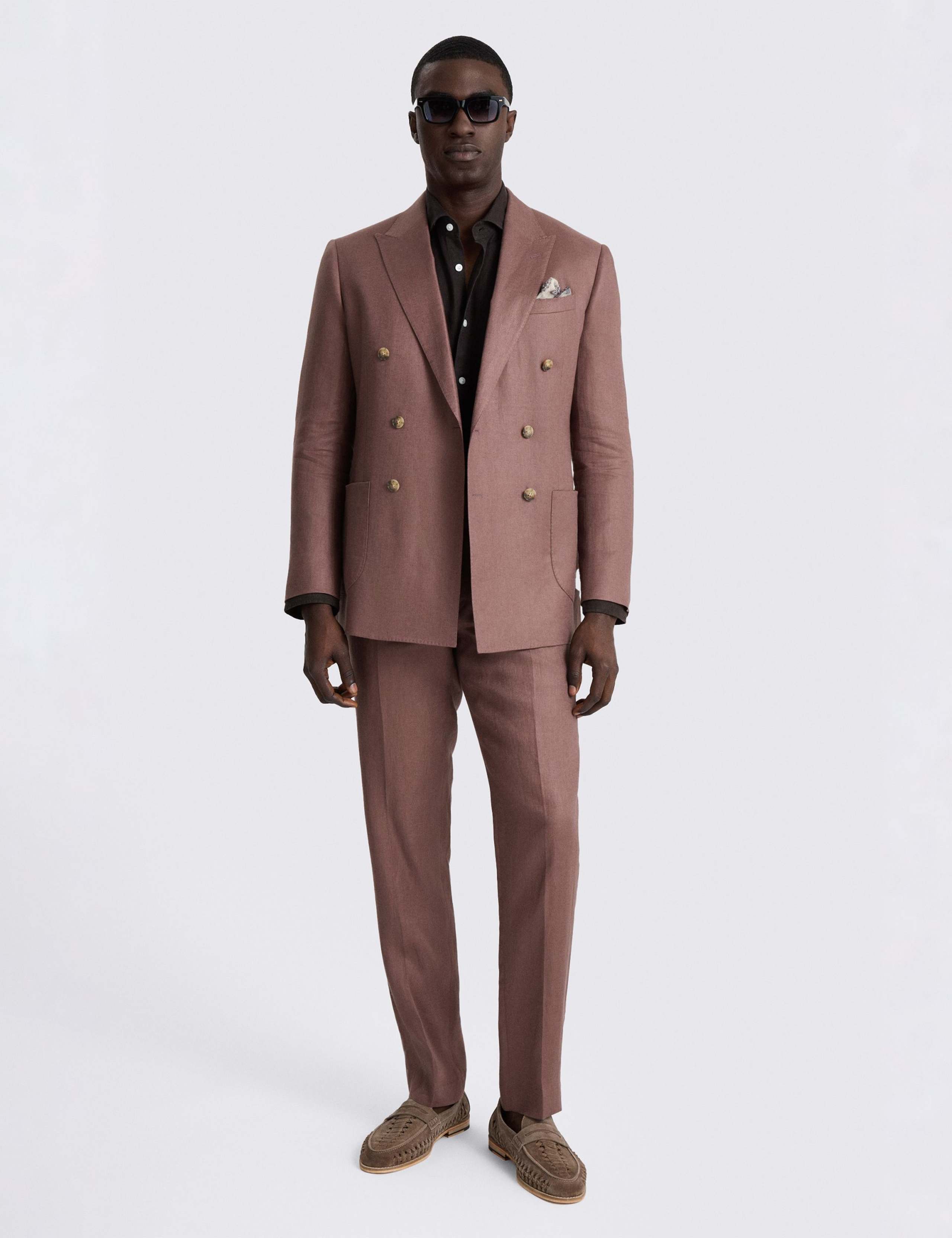 Slim Fit Pure Linen Double Breasted Blazer 3 of 5