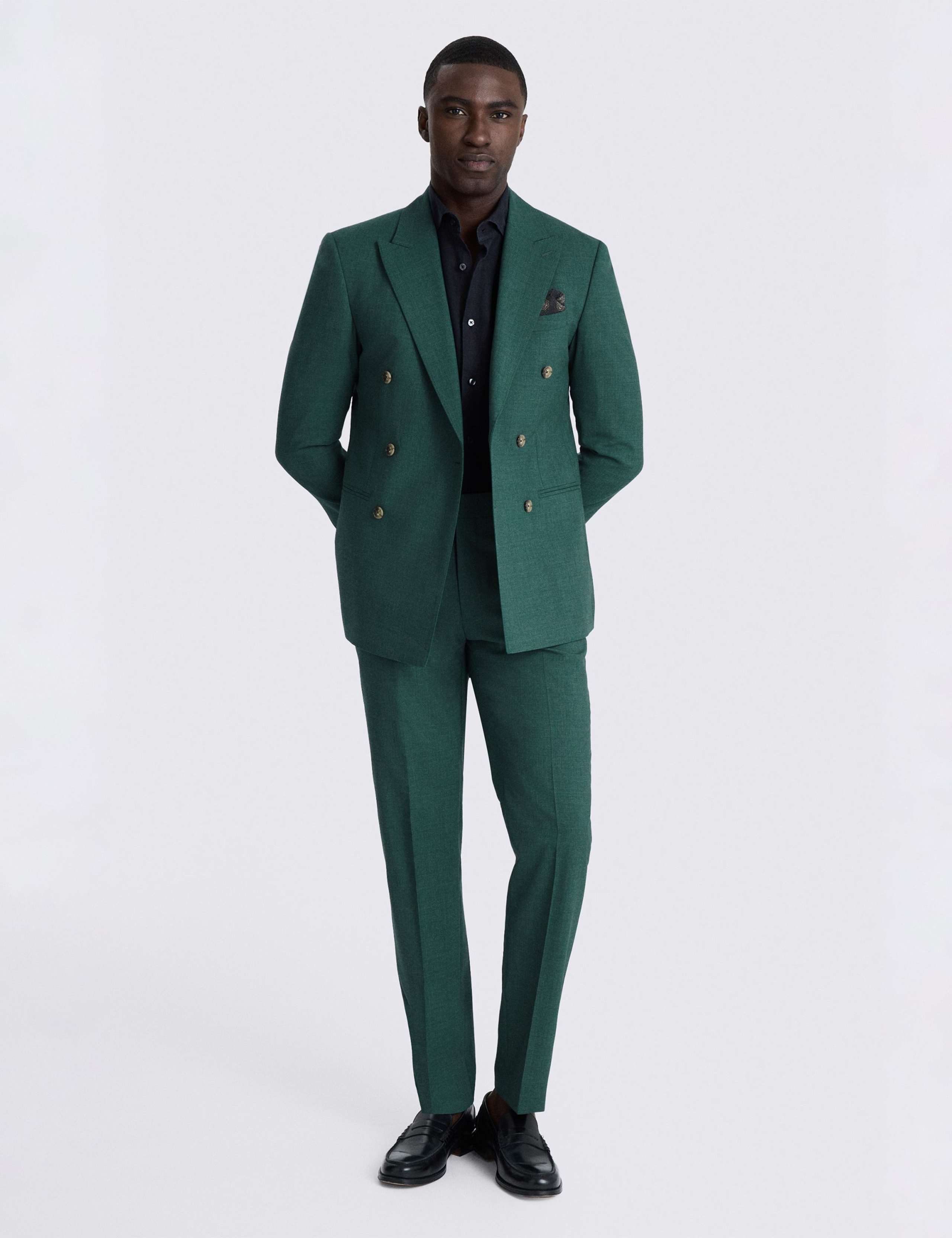 Slim Fit Wool Blend Double Breasted Blazer 2 of 4