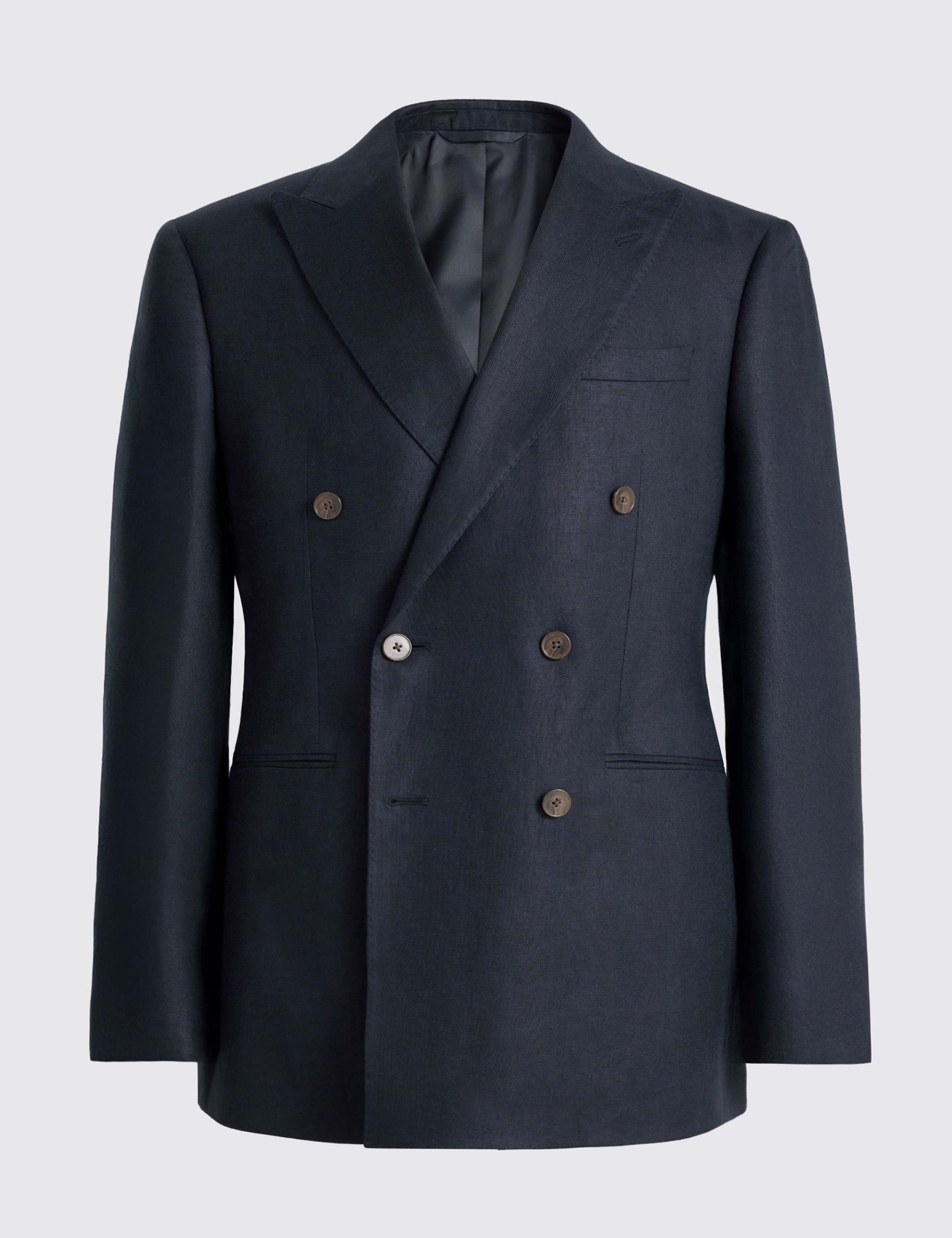 Tailored Fit Pure Linen Double Breasted Suit Jacket 2 of 5