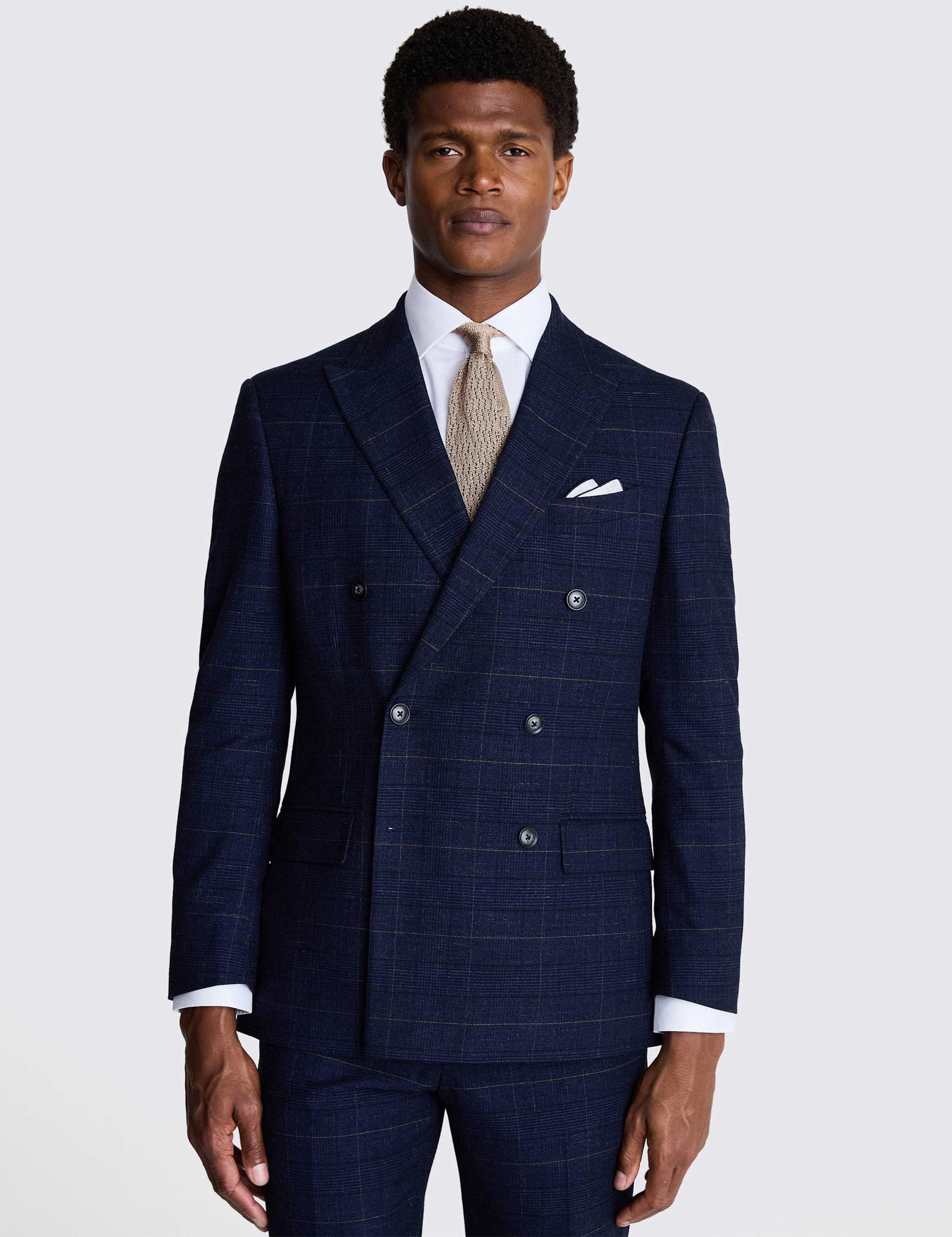 Tailored Fit Check Double Breasted Suit Jacket 1 of 5