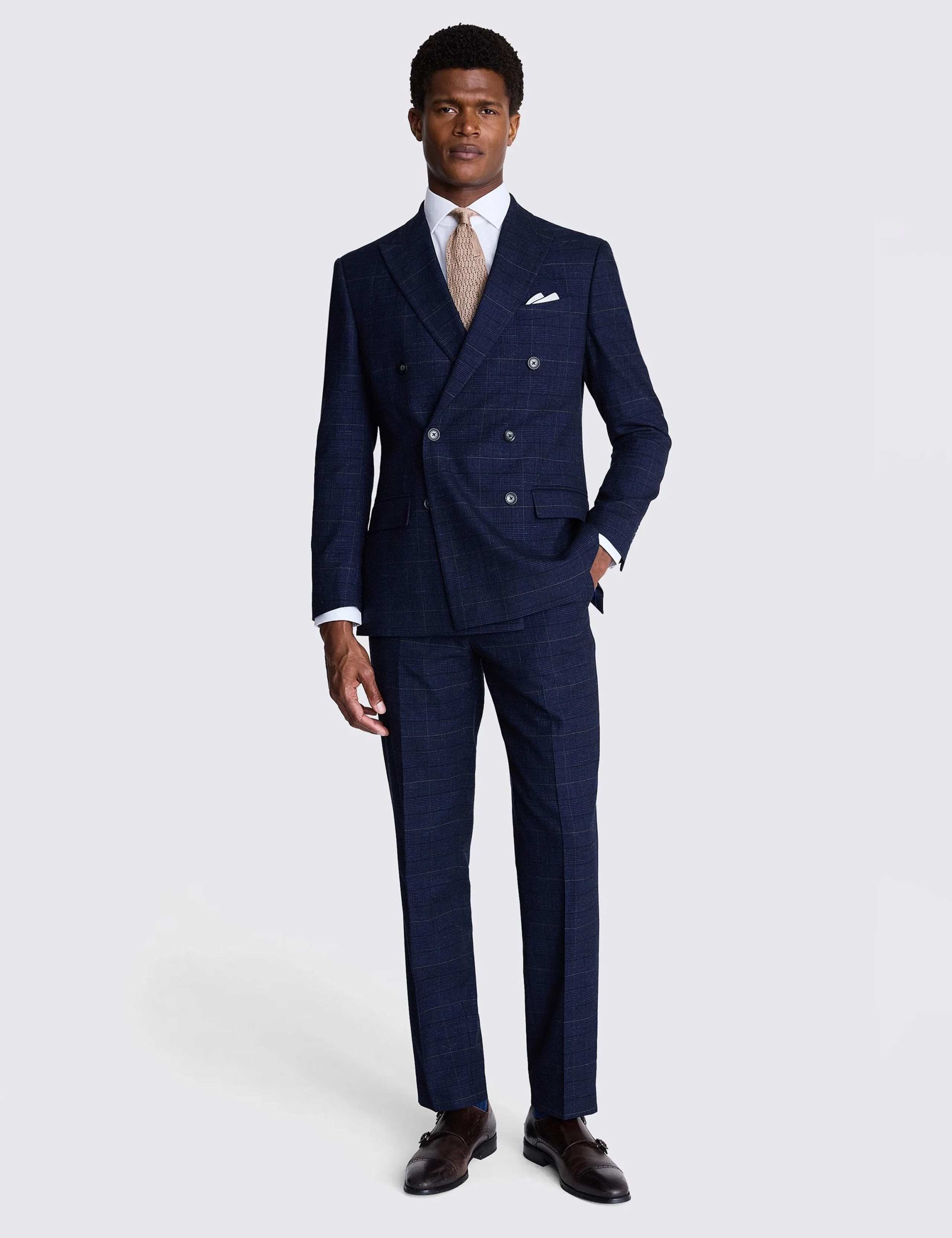 Tailored Fit Check Double Breasted Suit Jacket 3 of 5