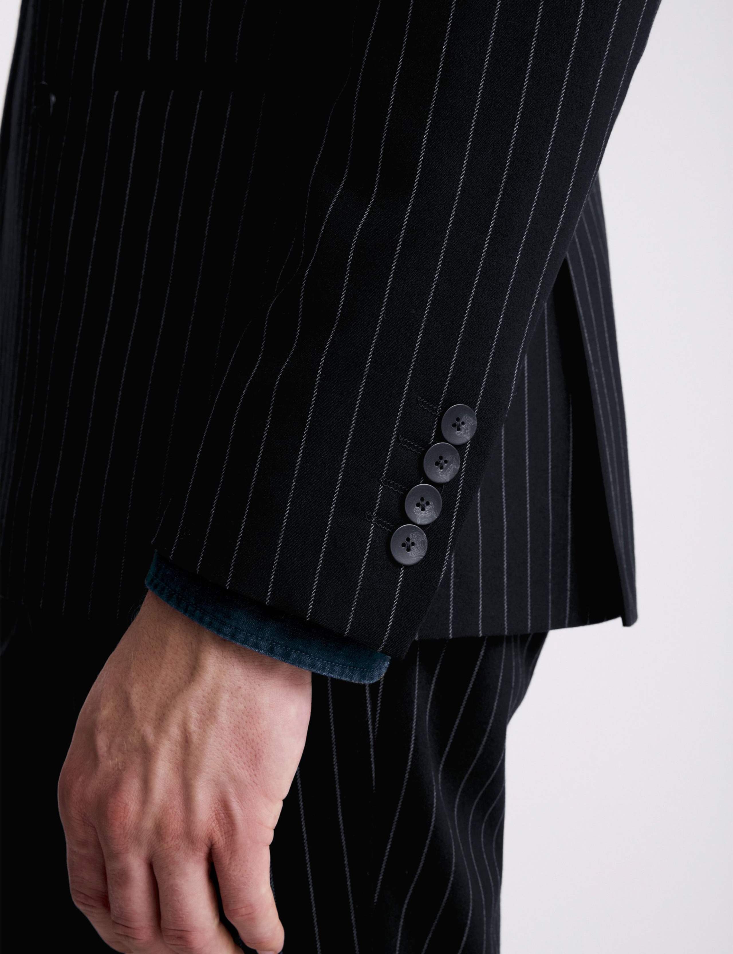 Slim Fit Striped Double Breasted Suit Jacket 5 of 5