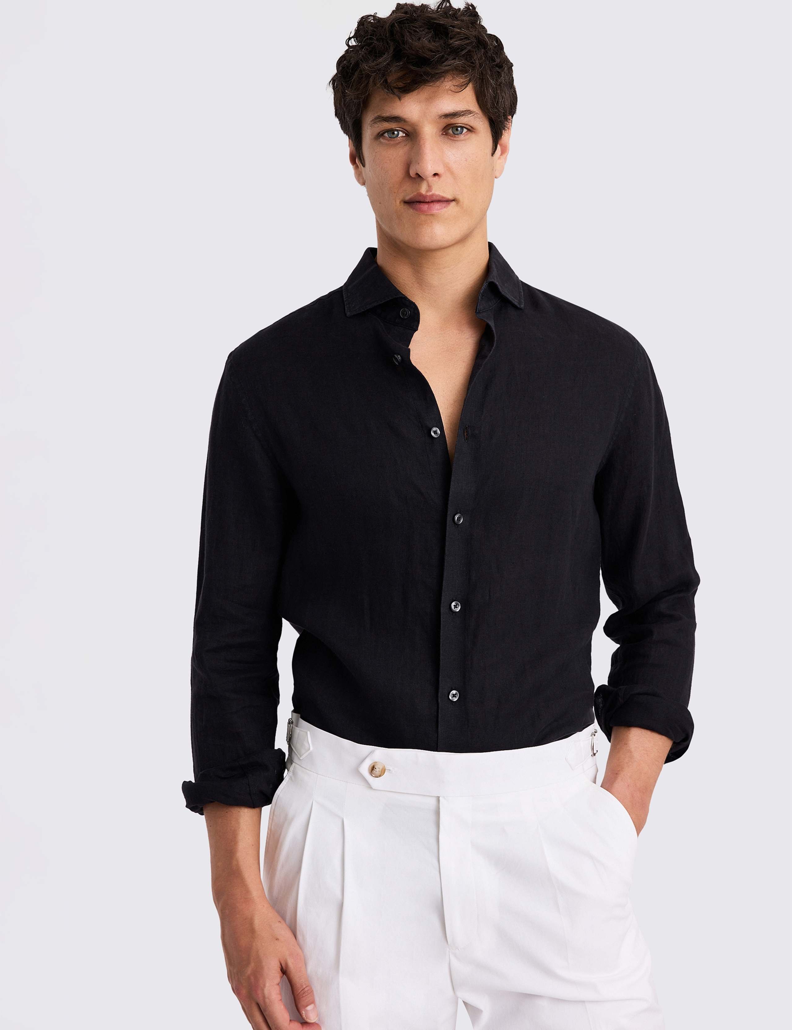 Tailored Fit Pure Linen Shirt 1 of 3