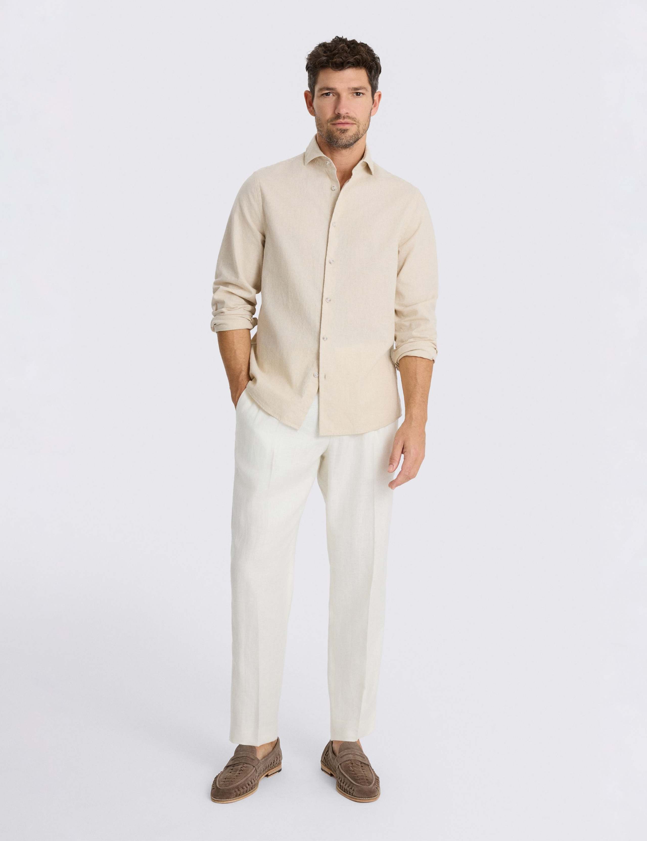 Tailored Fit Linen Cotton Blend Shirt 3 of 4