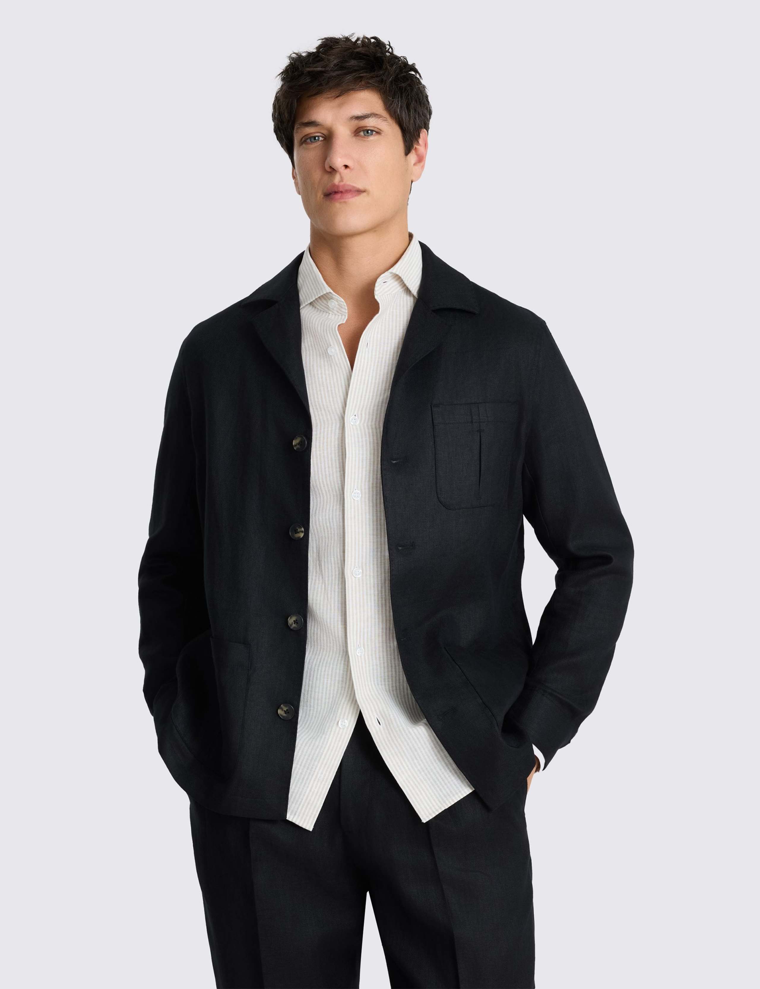 Pure Linen Twill Shacket 1 of 4