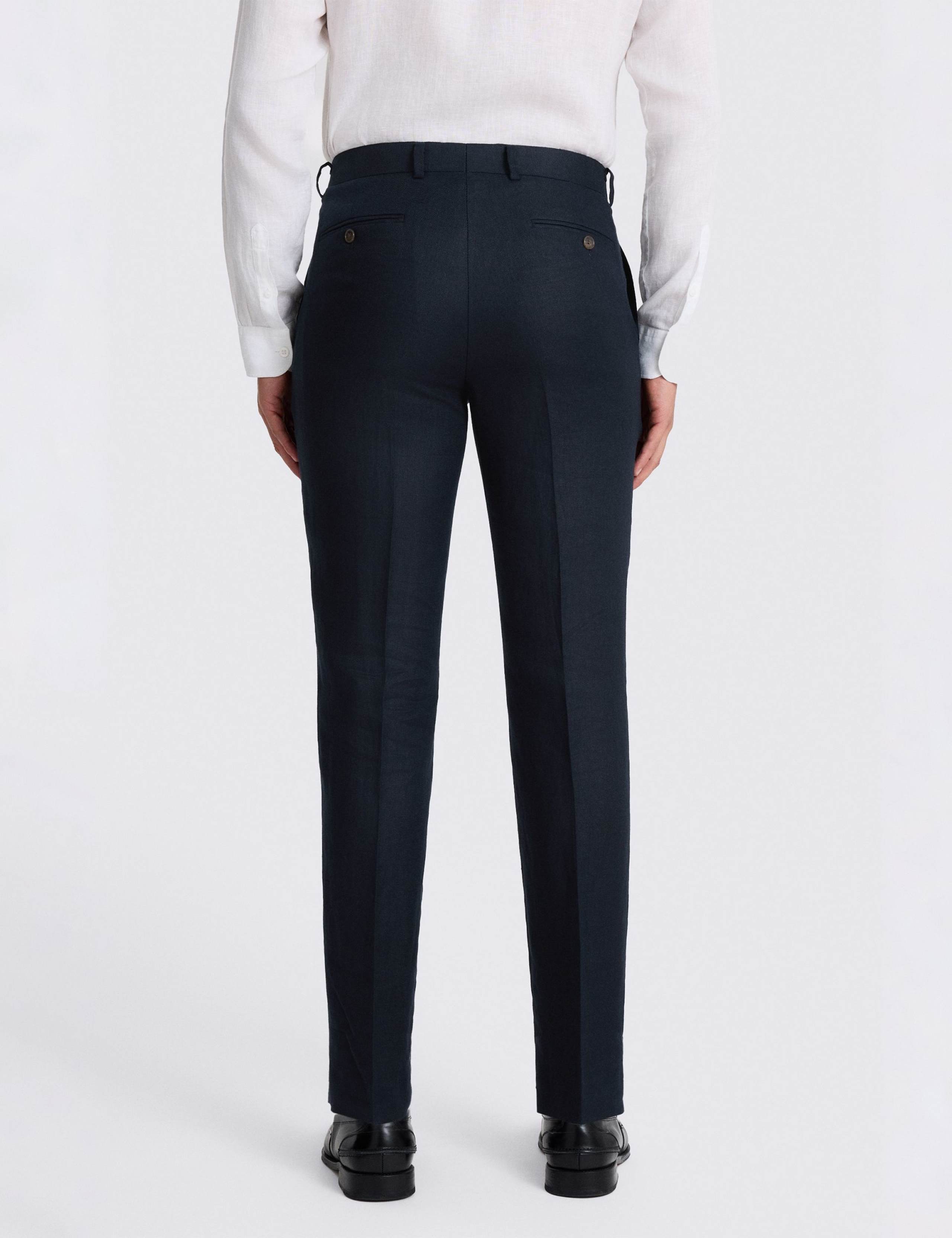 Tailored Fit Pure Linen Twill Suit Trousers 3 of 3
