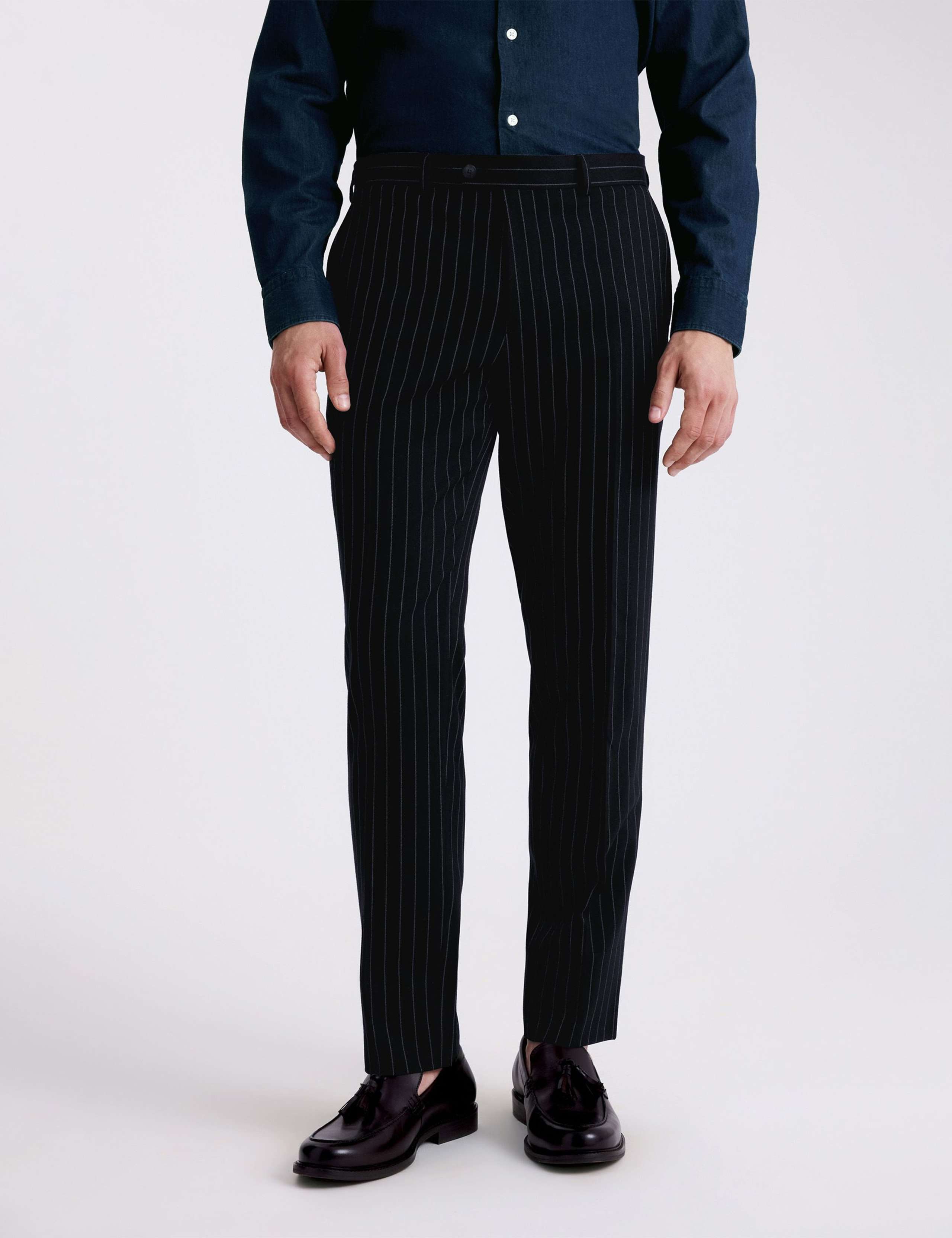 Slim Fit Striped Stretch Suit Trousers 1 of 3