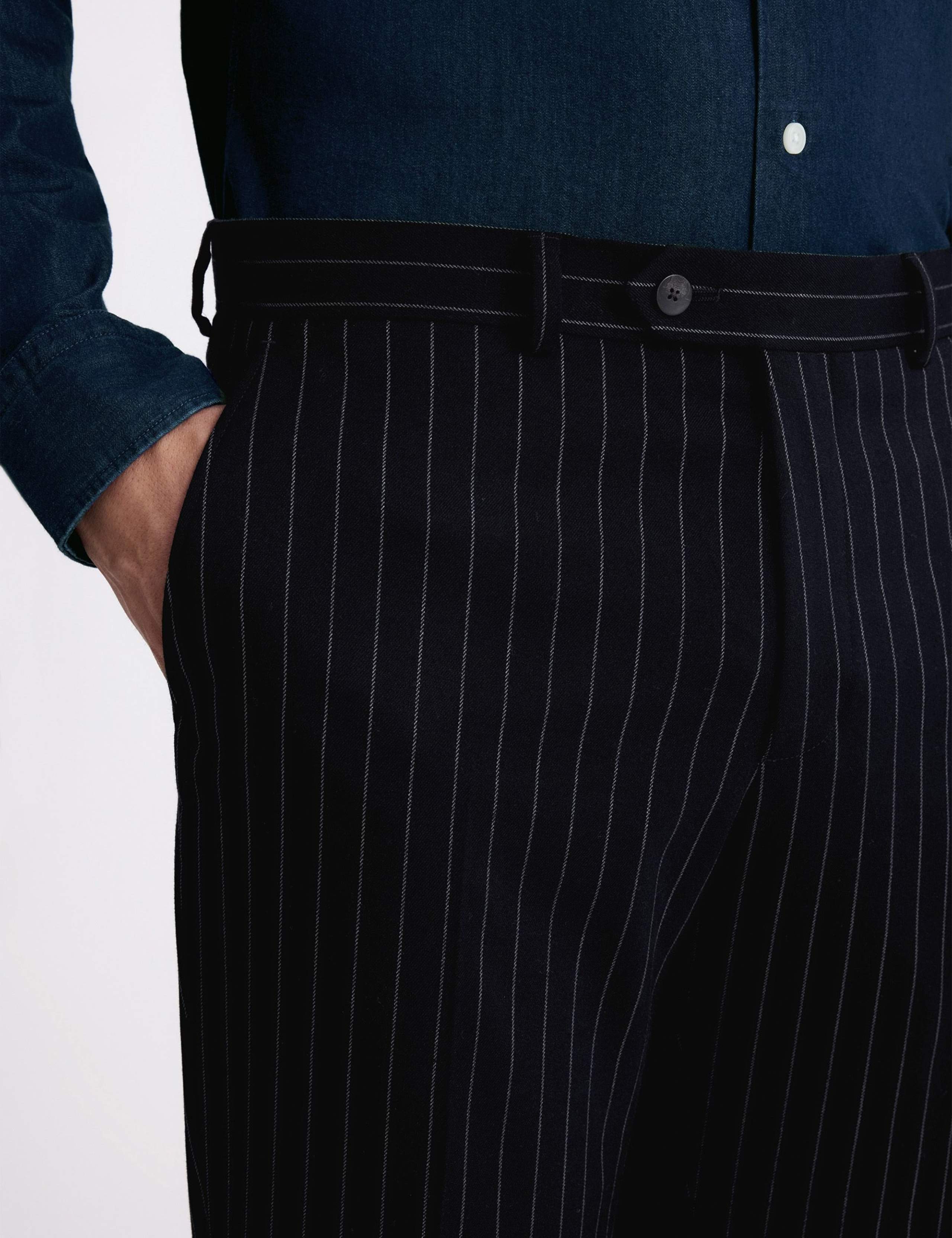 Slim Fit Striped Stretch Suit Trousers 2 of 3