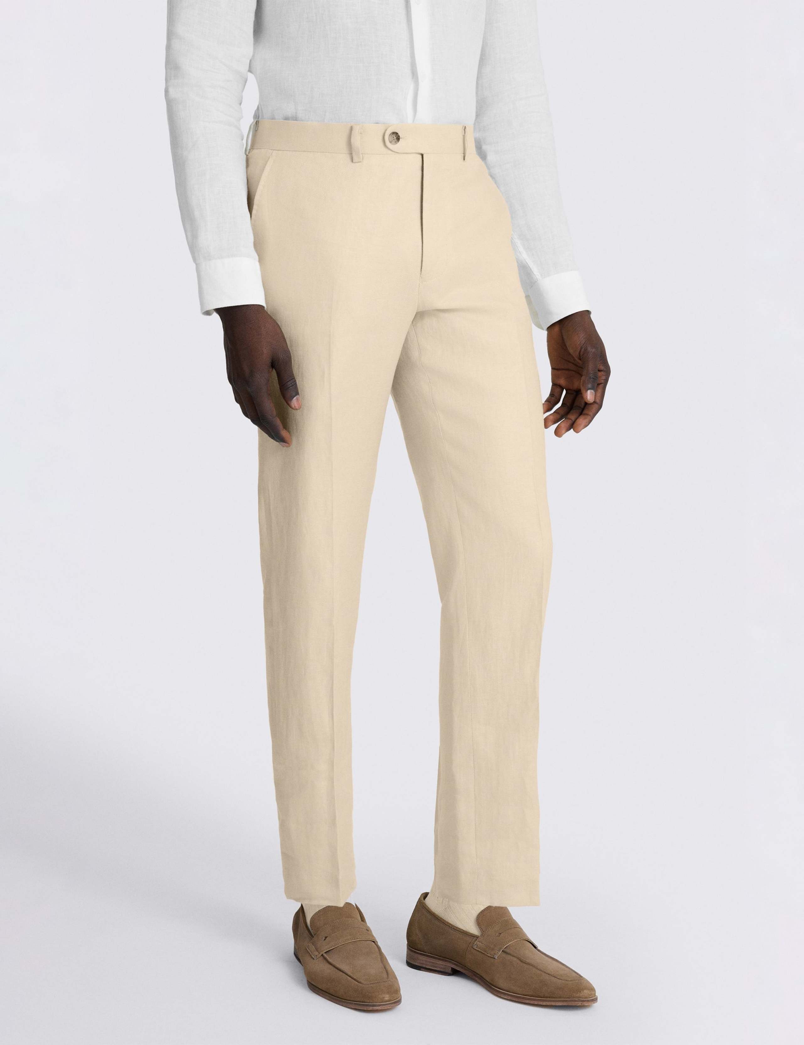Tailored Fit Pure Linen Twill Suit Trousers 1 of 3