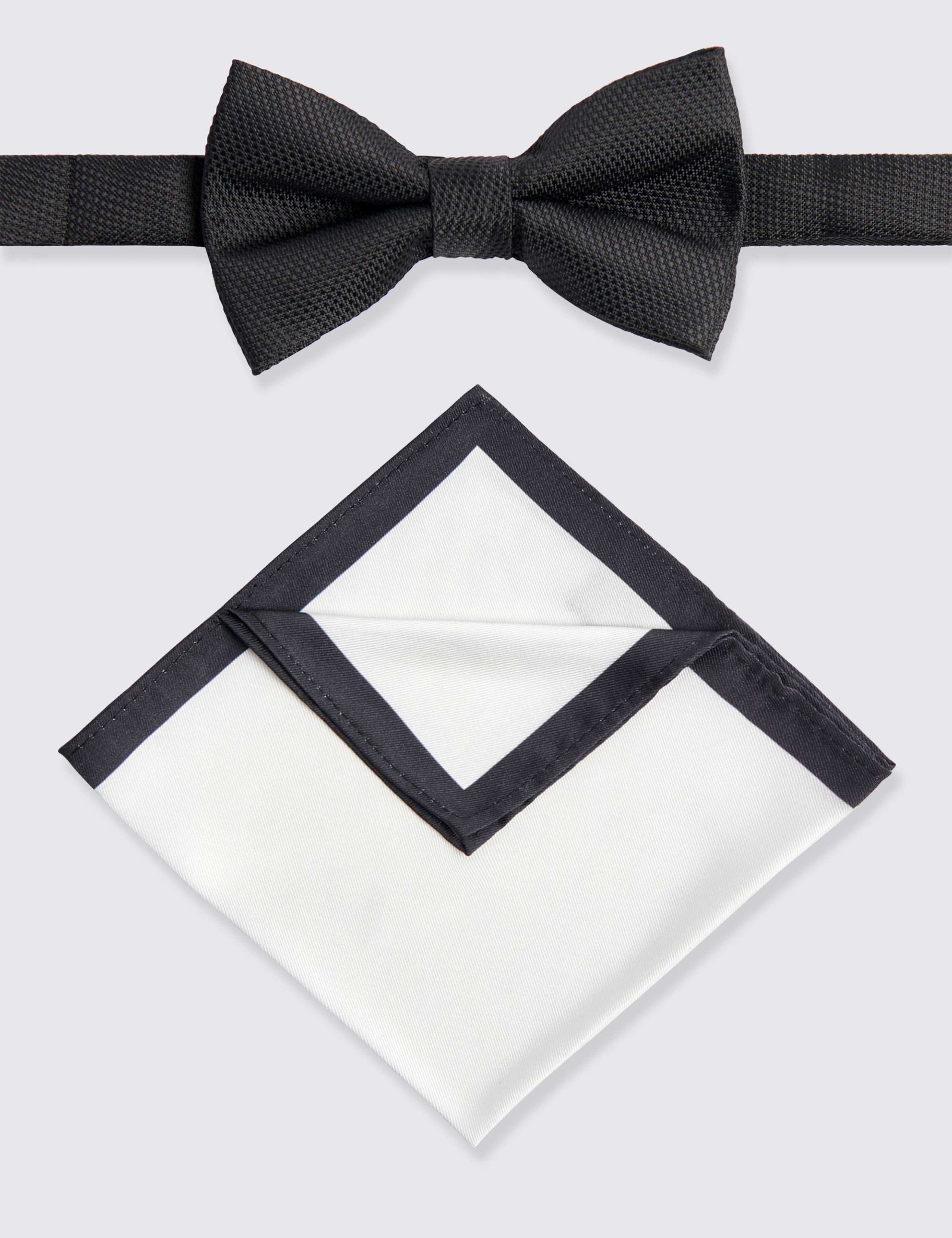 Textured Bow Tie & Hankerchief Set 1 of 2