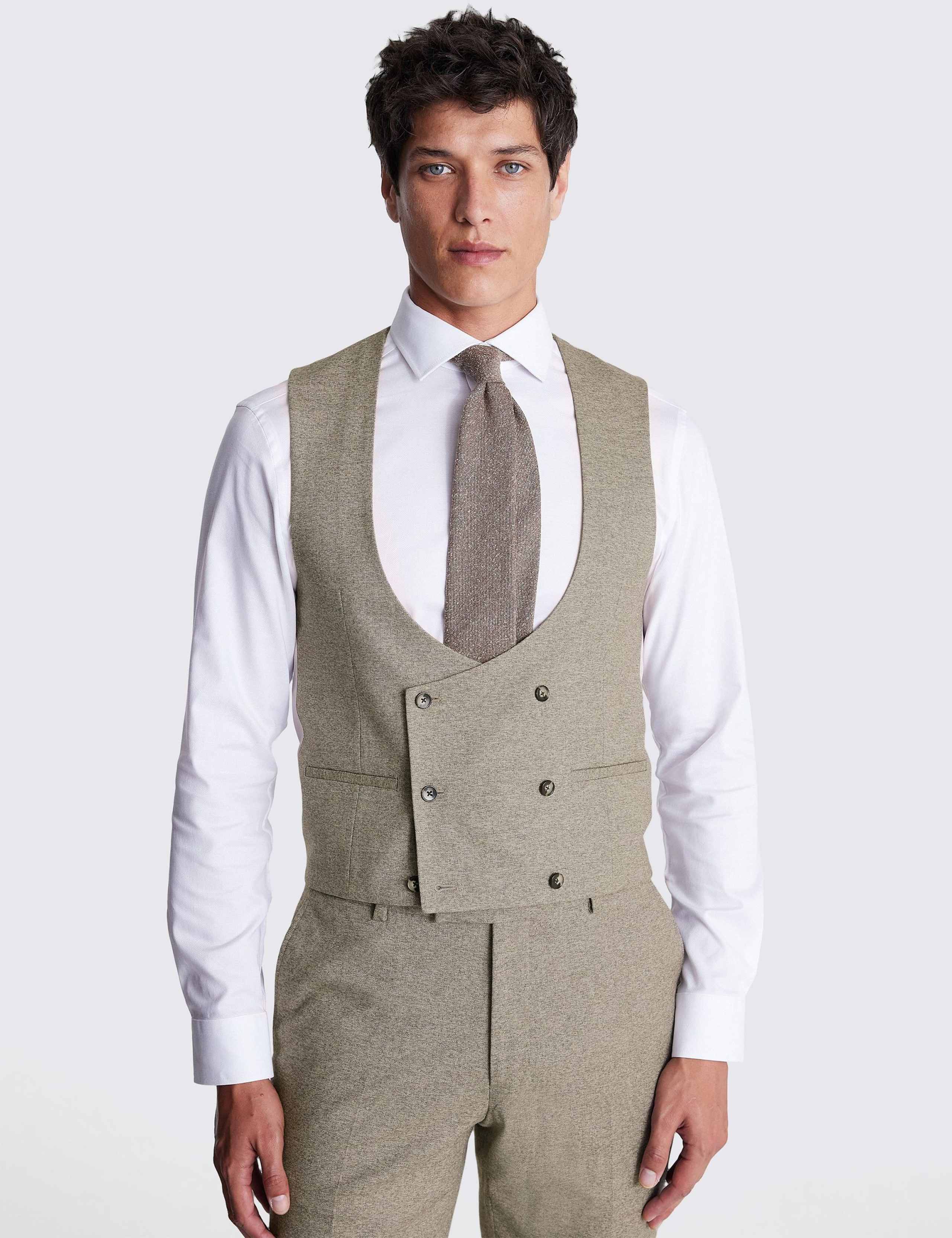 Slim Fit Stretch Double Breasted Waistcoat 1 of 3