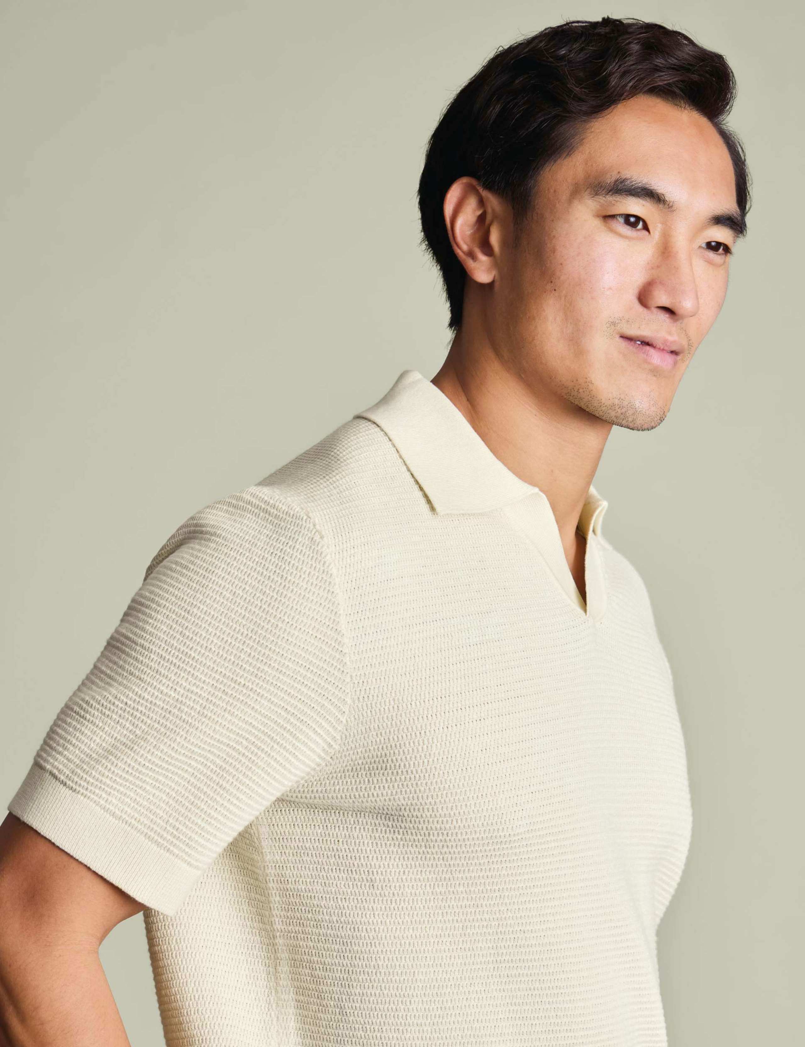 Pure Cotton Textured Knitted Polo Shirt 2 of 5