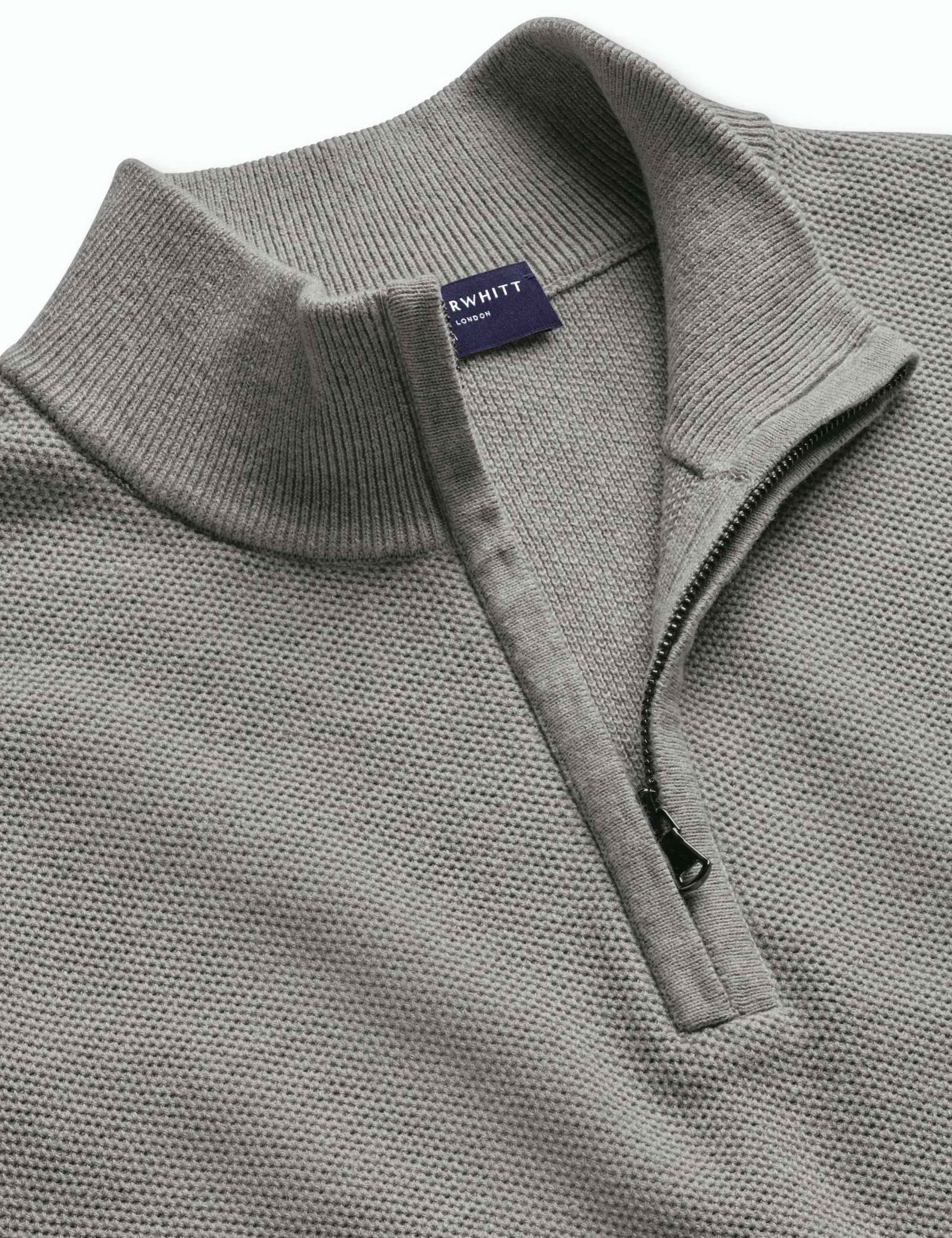Pure Cotton Textured Half Zip Jumper 3 of 5