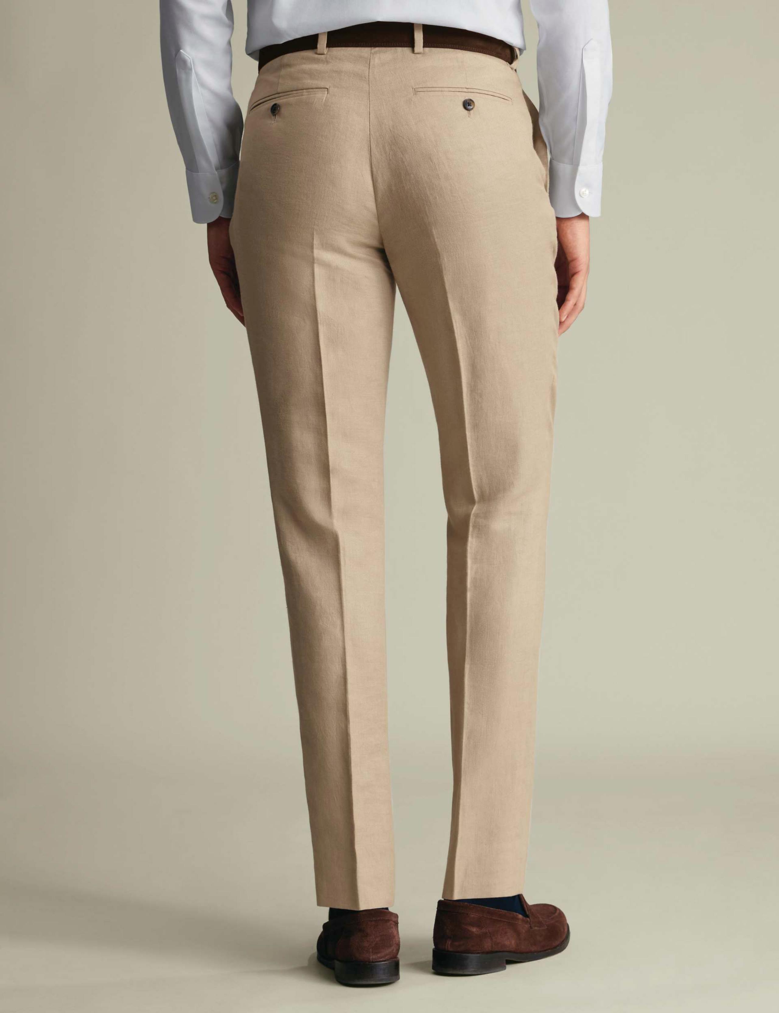 Slim Fit Pure Linen Flat Front Trousers 3 of 4