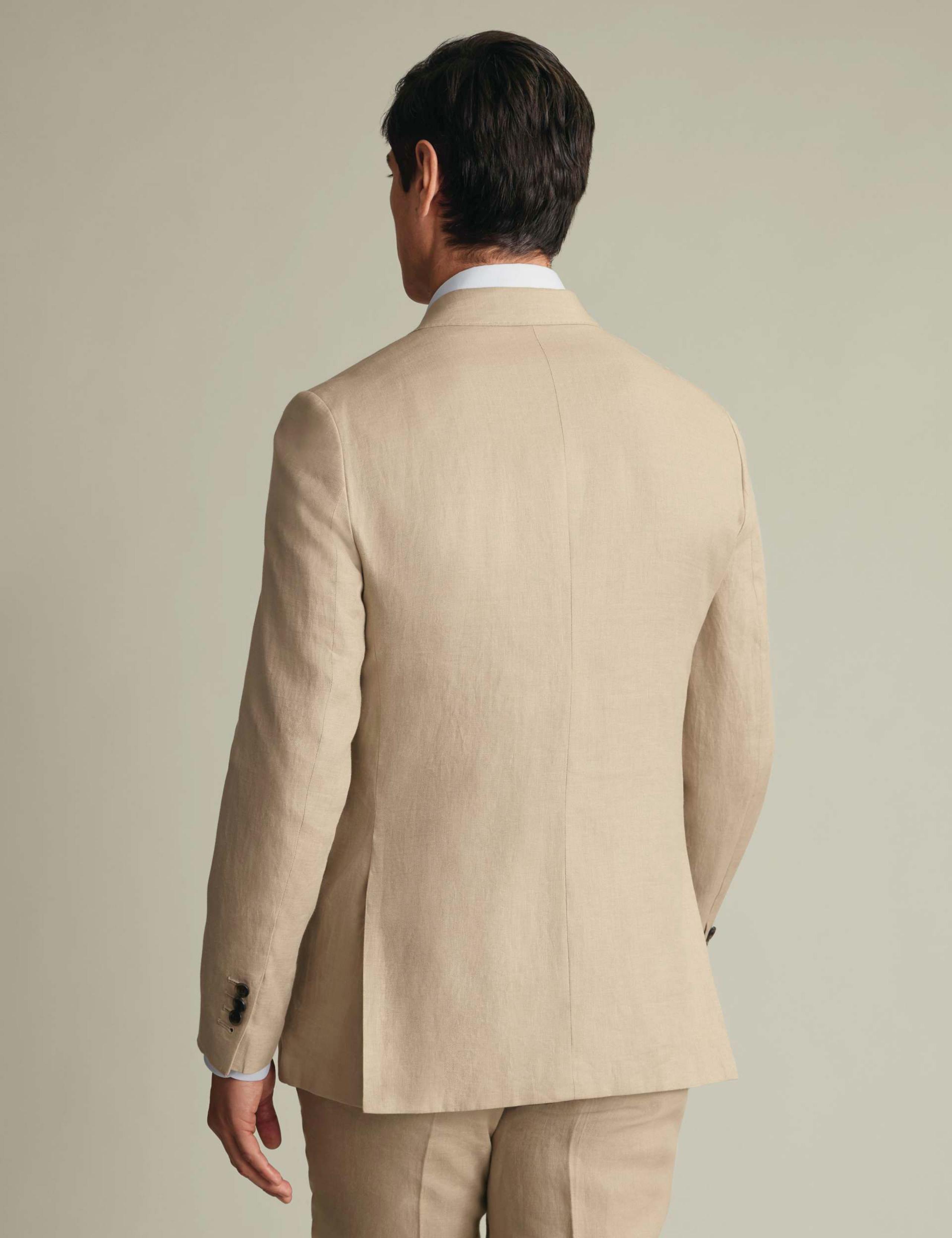 Slim Fit Pure Linen Double Breasted Suit Jacket 3 of 5