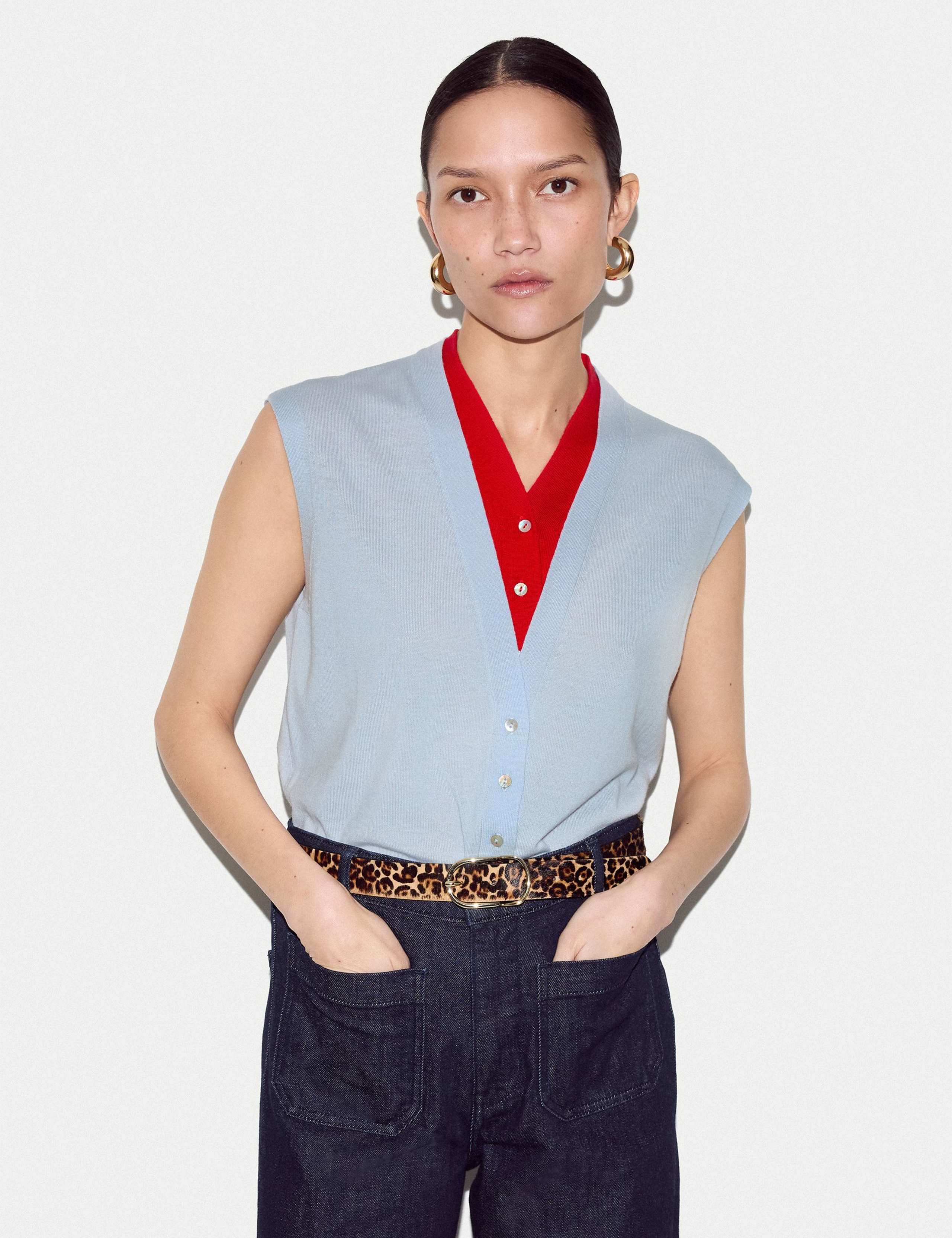 Pure Wool V-Neck Double Layer Vest Top 3 of 5