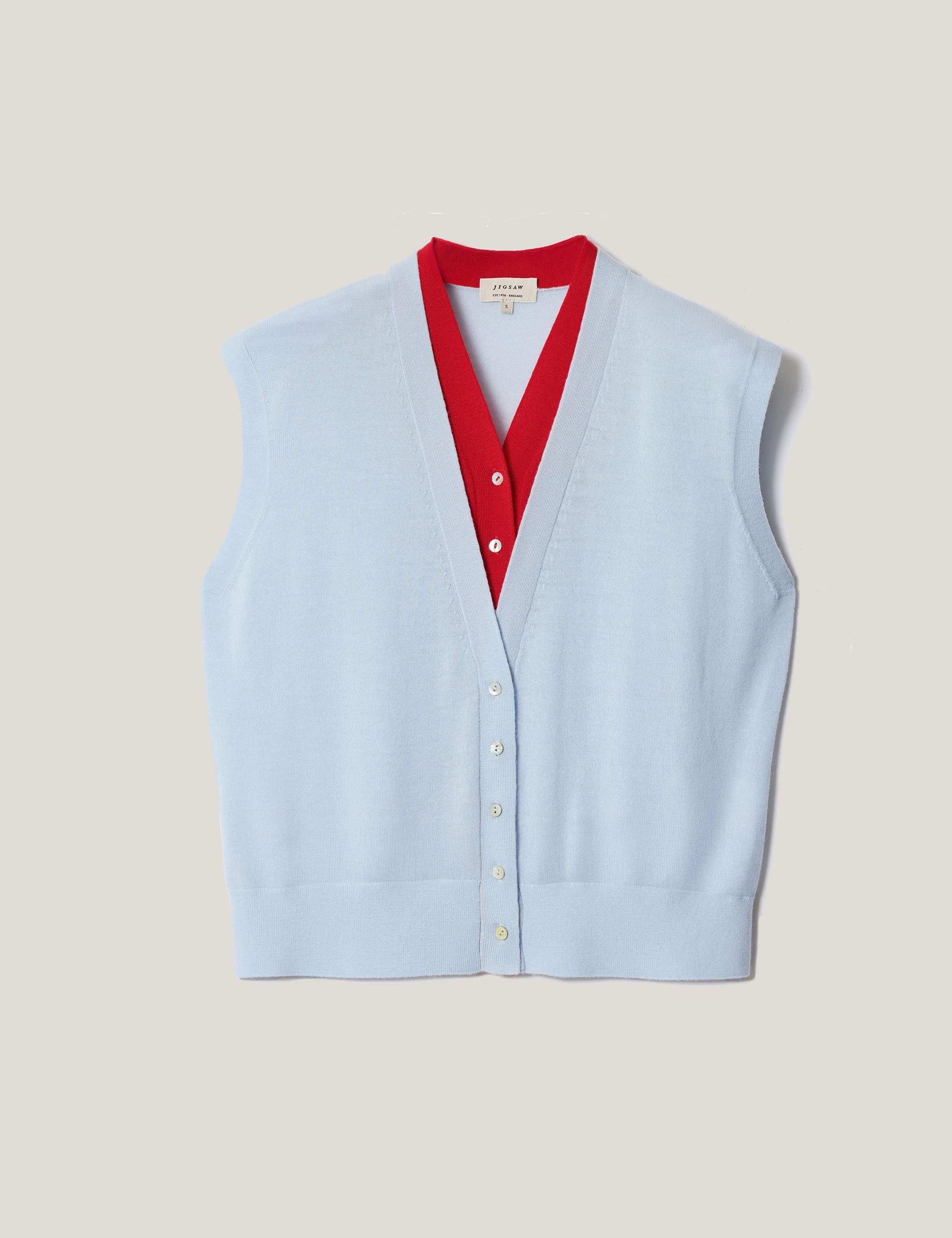 Pure Wool V-Neck Double Layer Vest Top 2 of 5