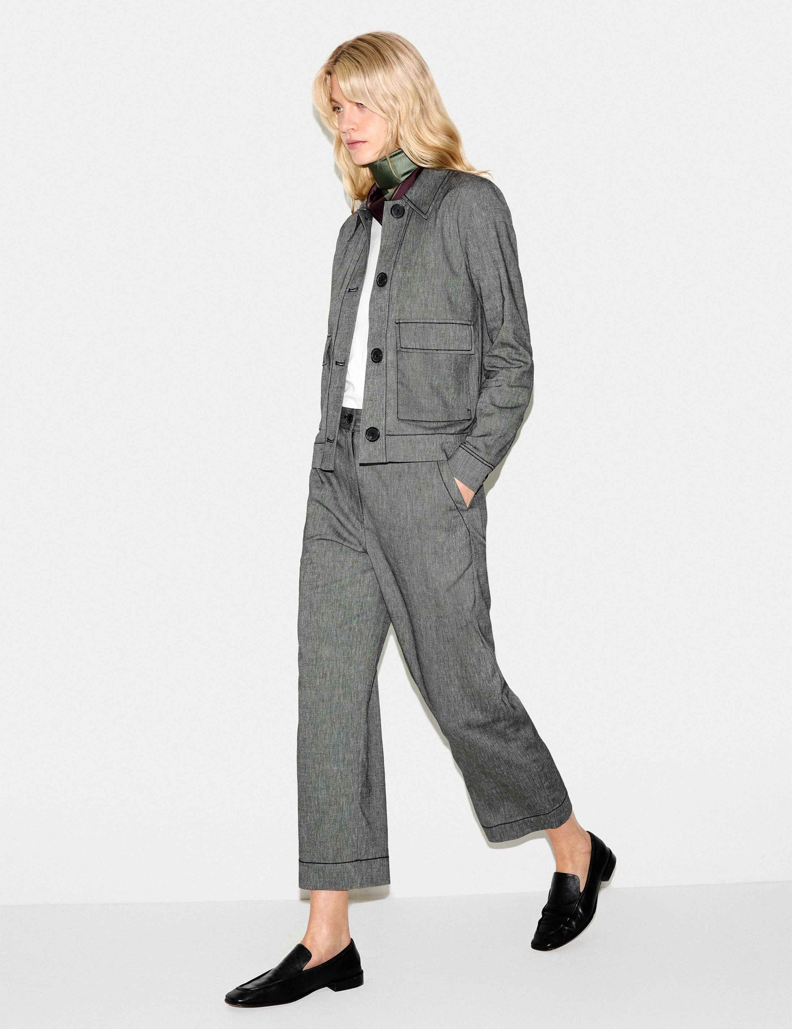 Textured Collared Utility Jacket with Linen 2 of 4