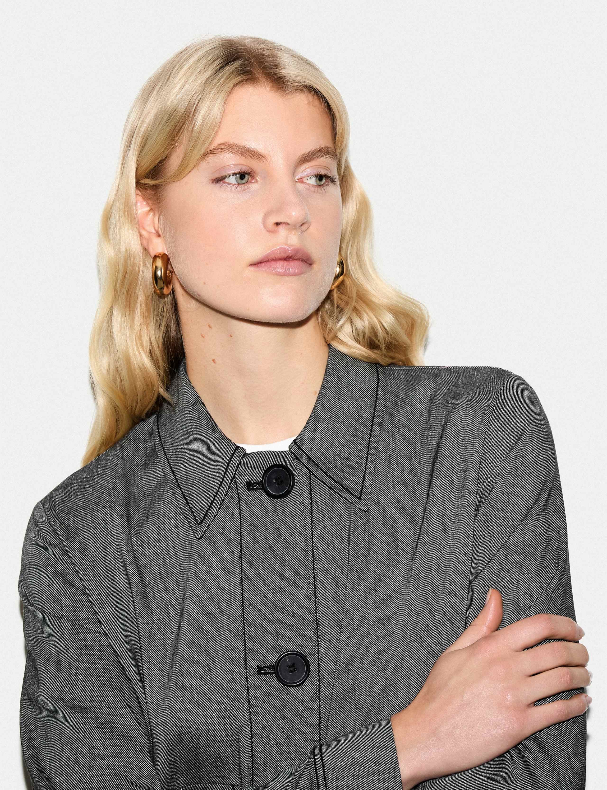 Textured Collared Utility Jacket with Linen 4 of 4