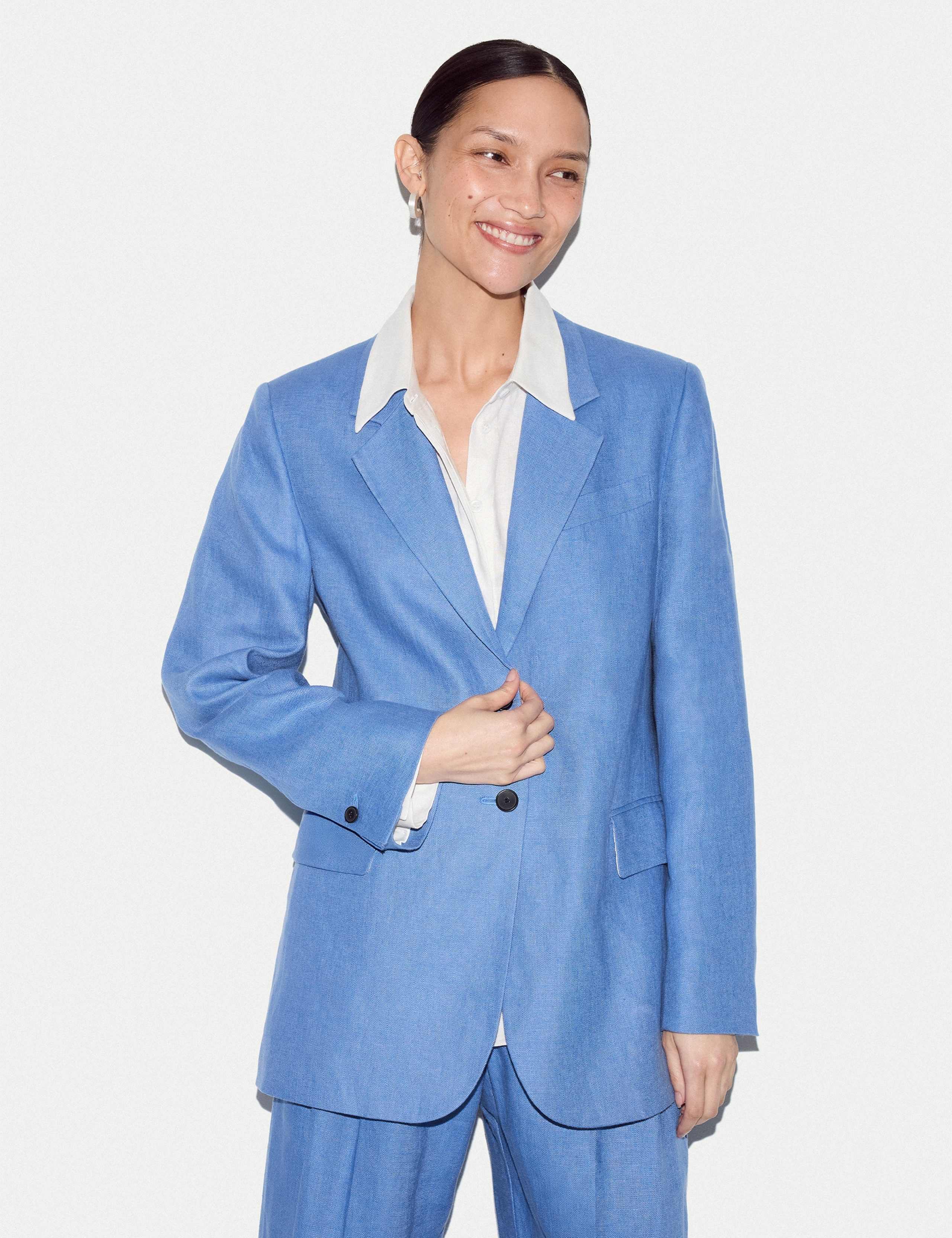 Pure Linen Textured Longline Blazer 3 of 8