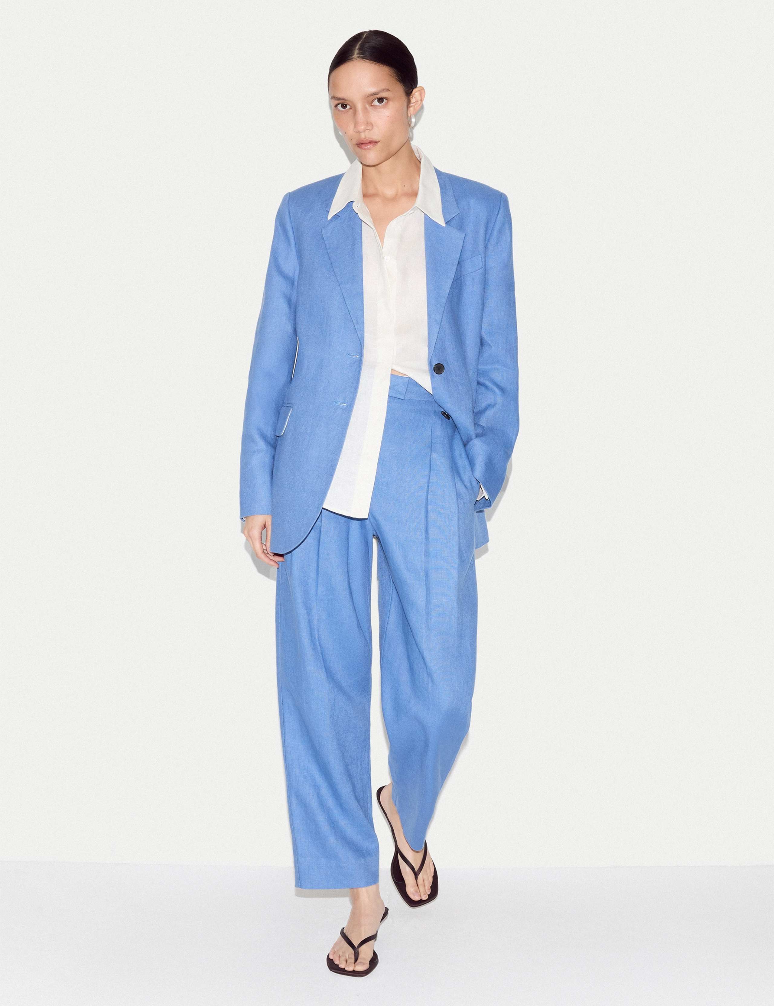 Pure Linen Textured Longline Blazer 5 of 8