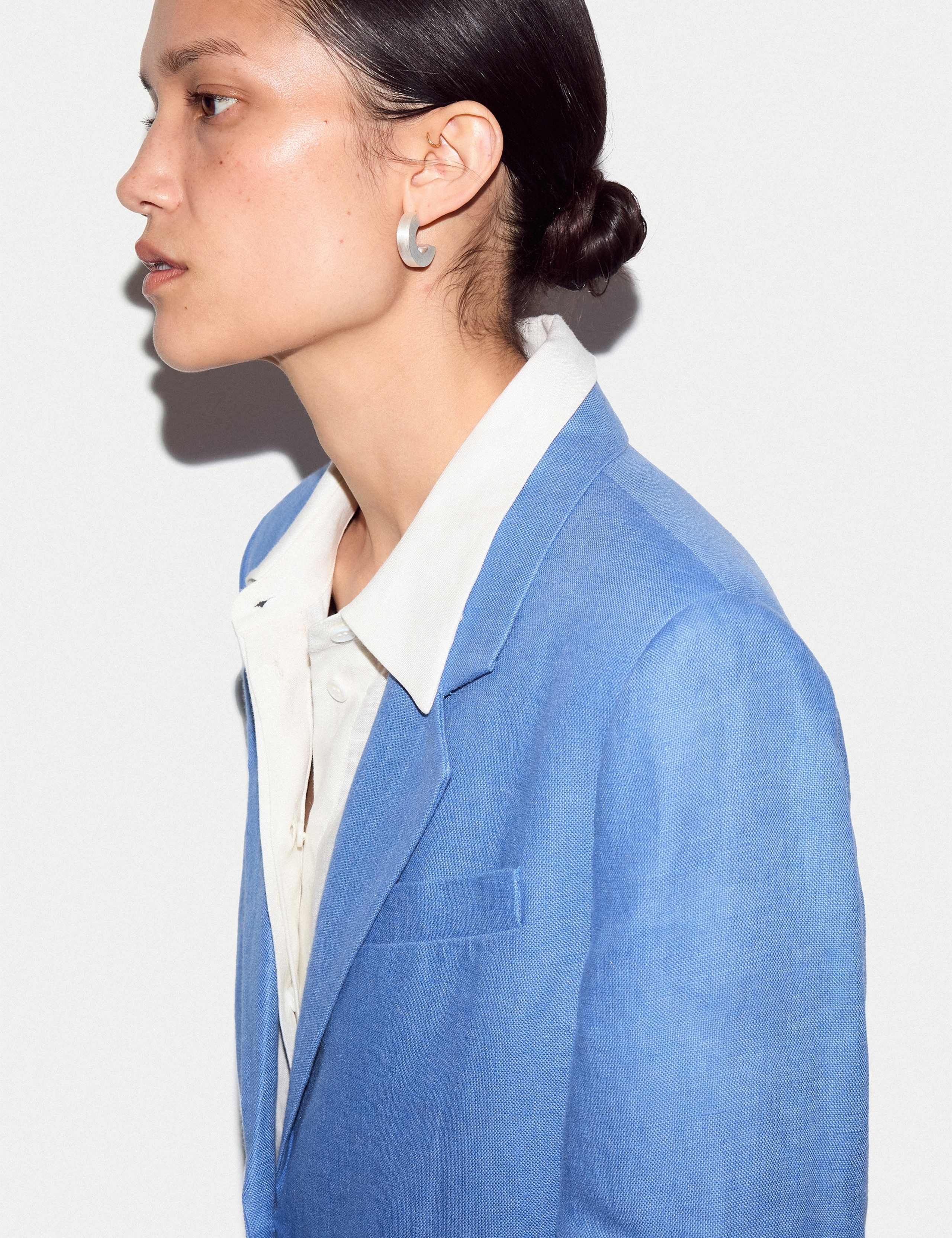 Pure Linen Textured Longline Blazer 8 of 8