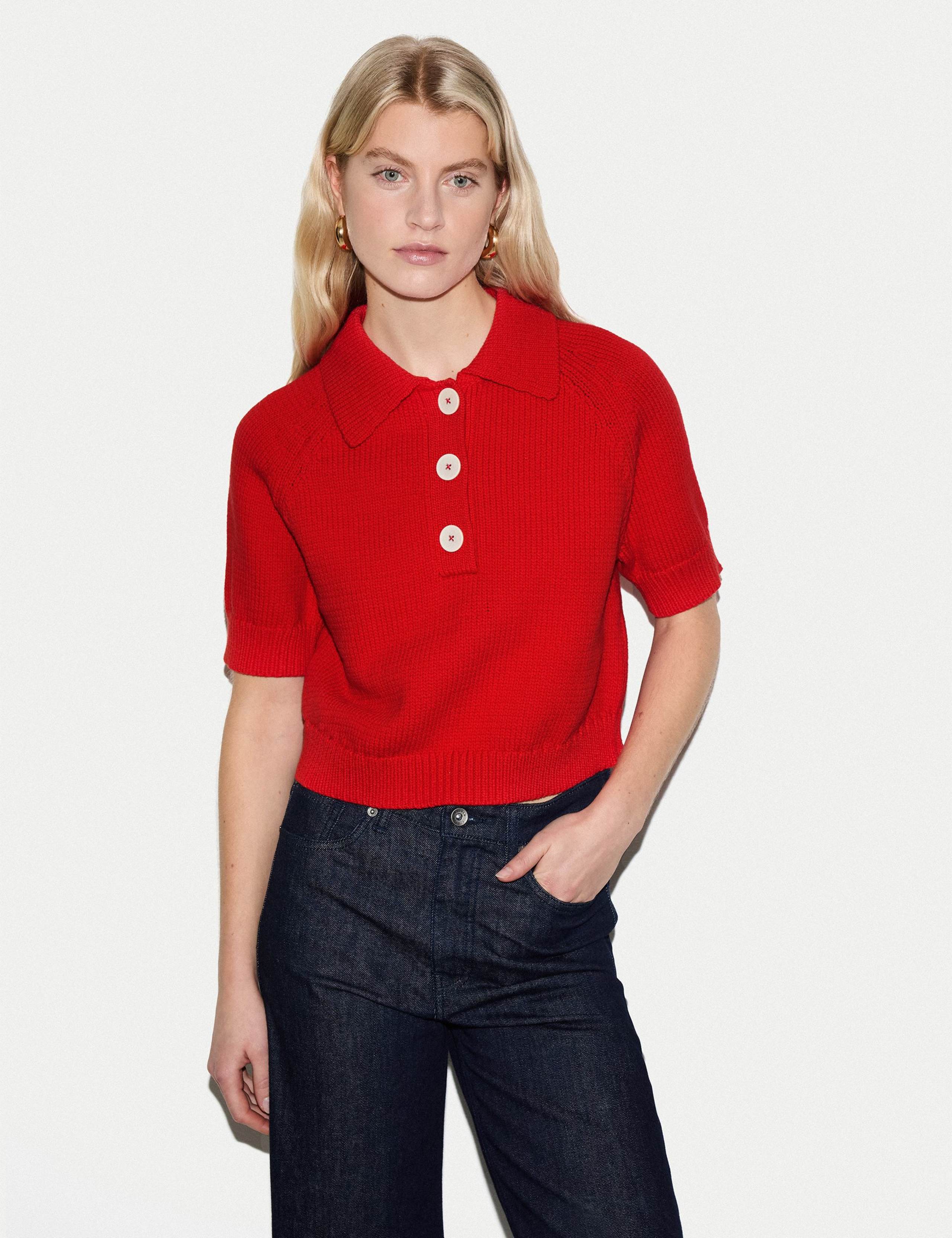 Cotton Rich Collared Knitted Top 3 of 6