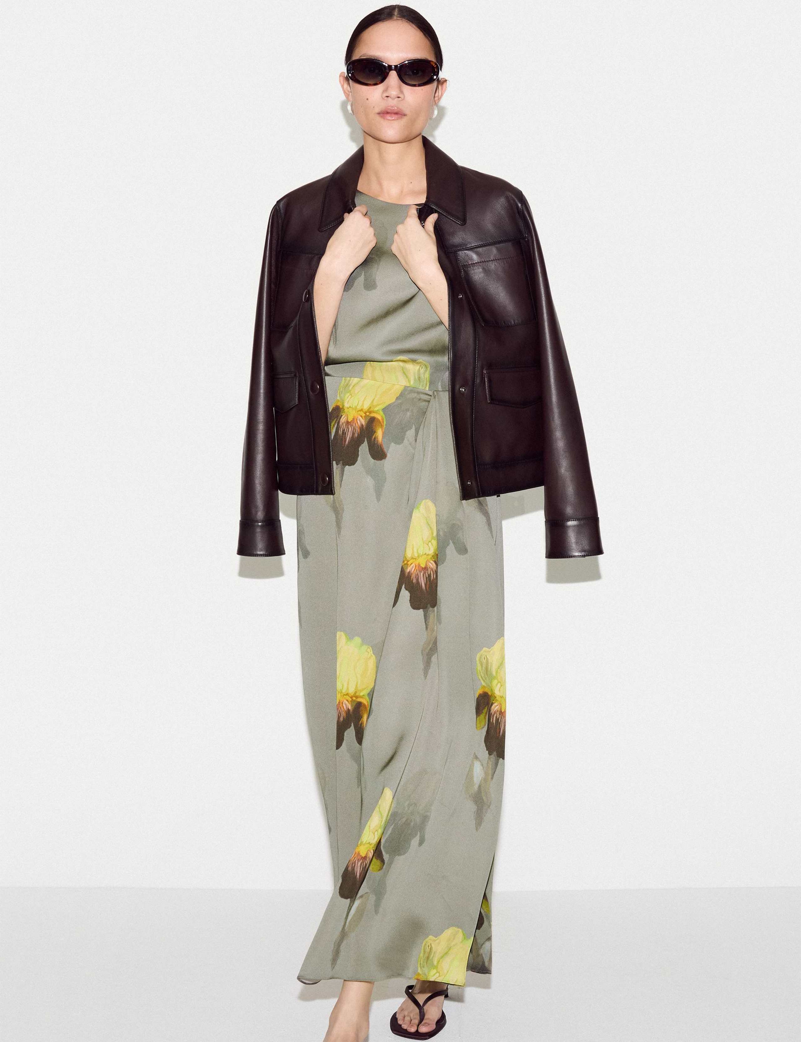 Floral Slash Neck Midaxi Waisted Dress 6 of 7