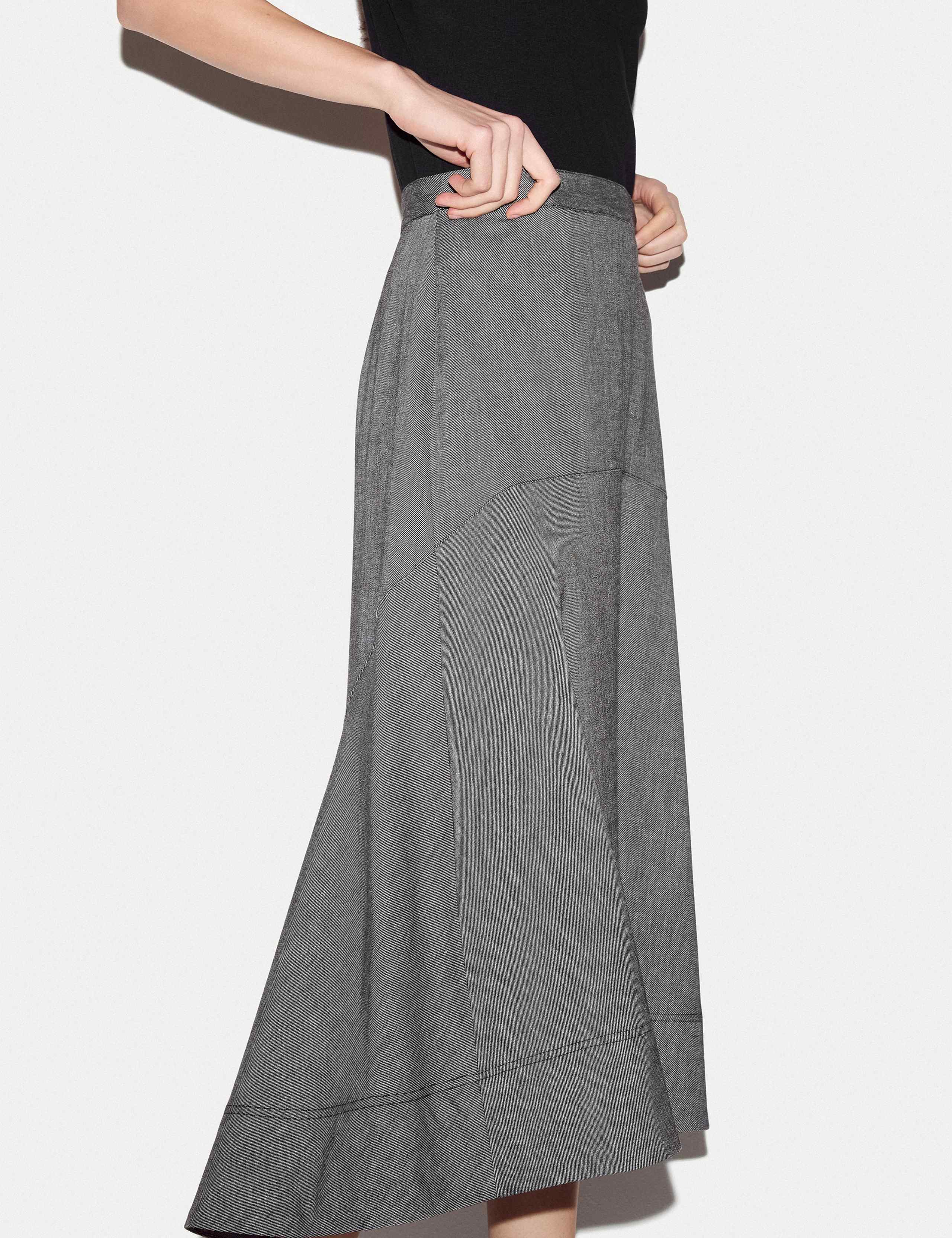 Linen Cotton Blend Asymmetric Midi Skirt 3 of 5