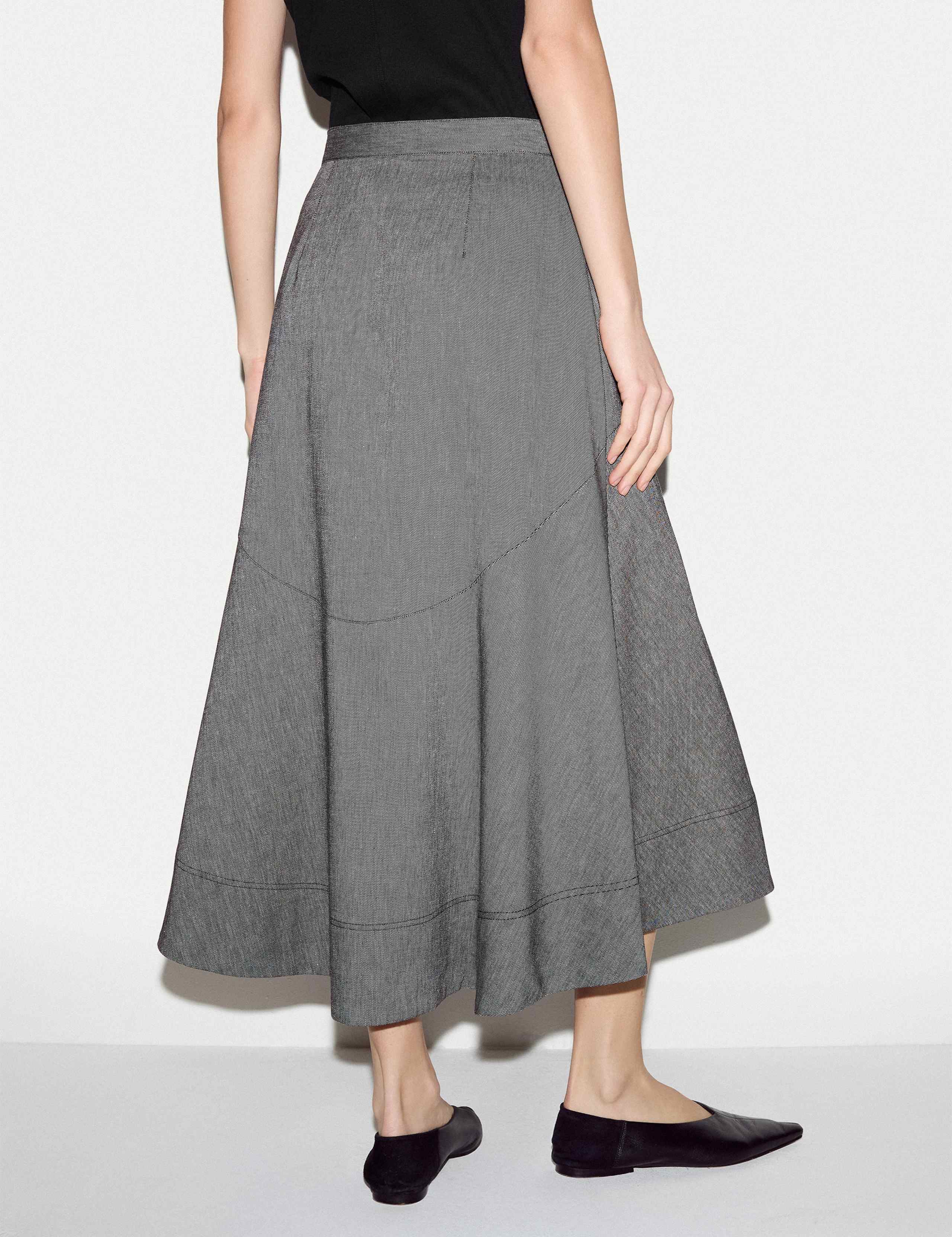 Linen Cotton Blend Asymmetric Midi Skirt 5 of 5
