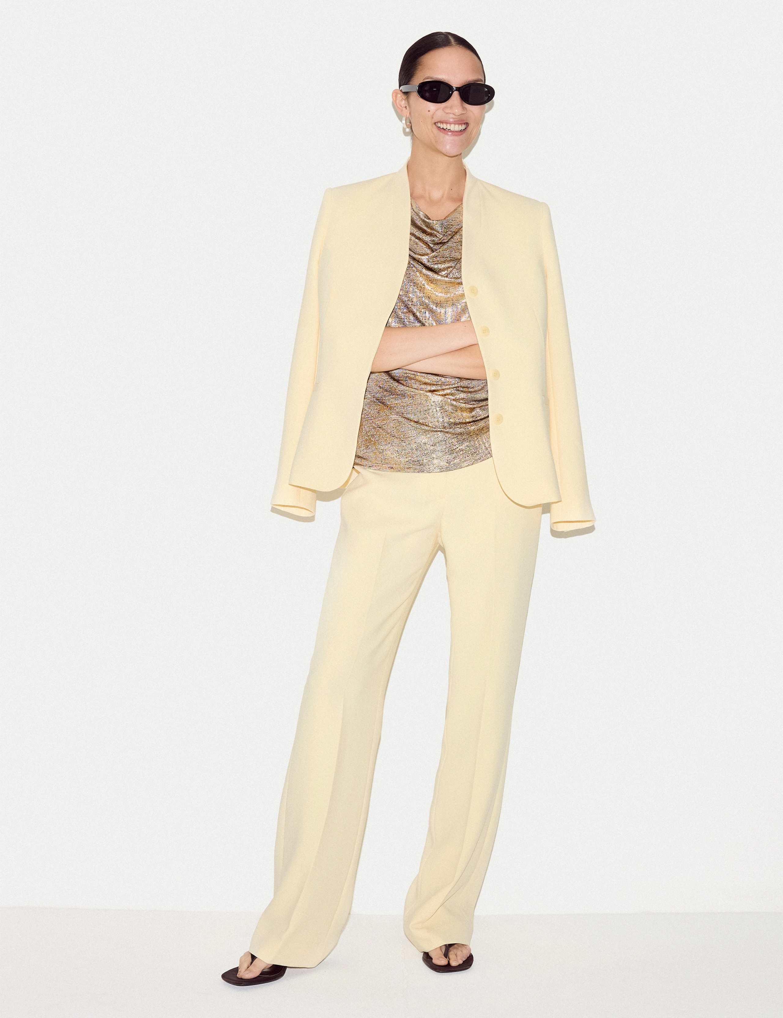 Jersey Sparkly Cowl Neck Gathered Top 4 of 5