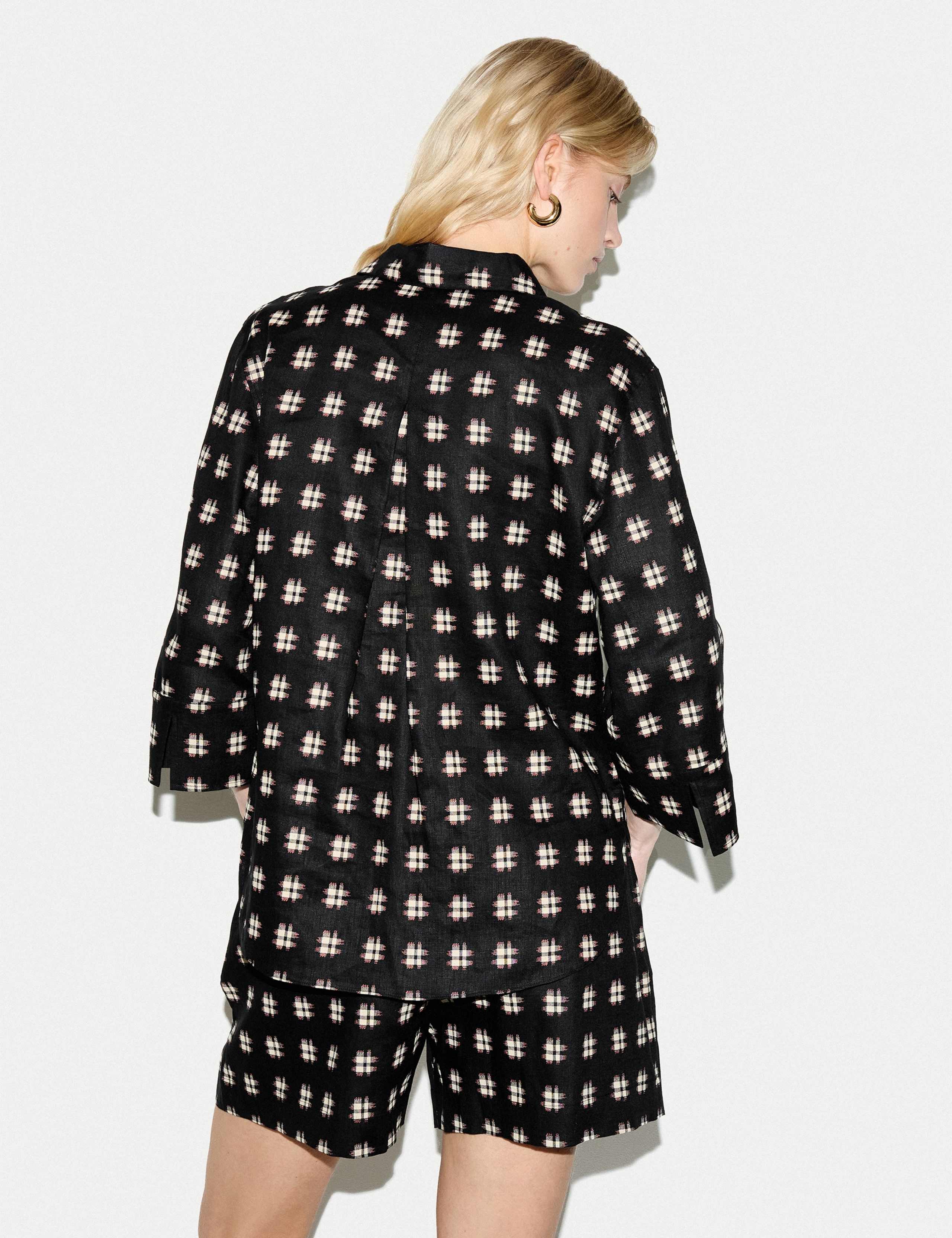 Pure Linen Checked Collared Tunic 4 of 5