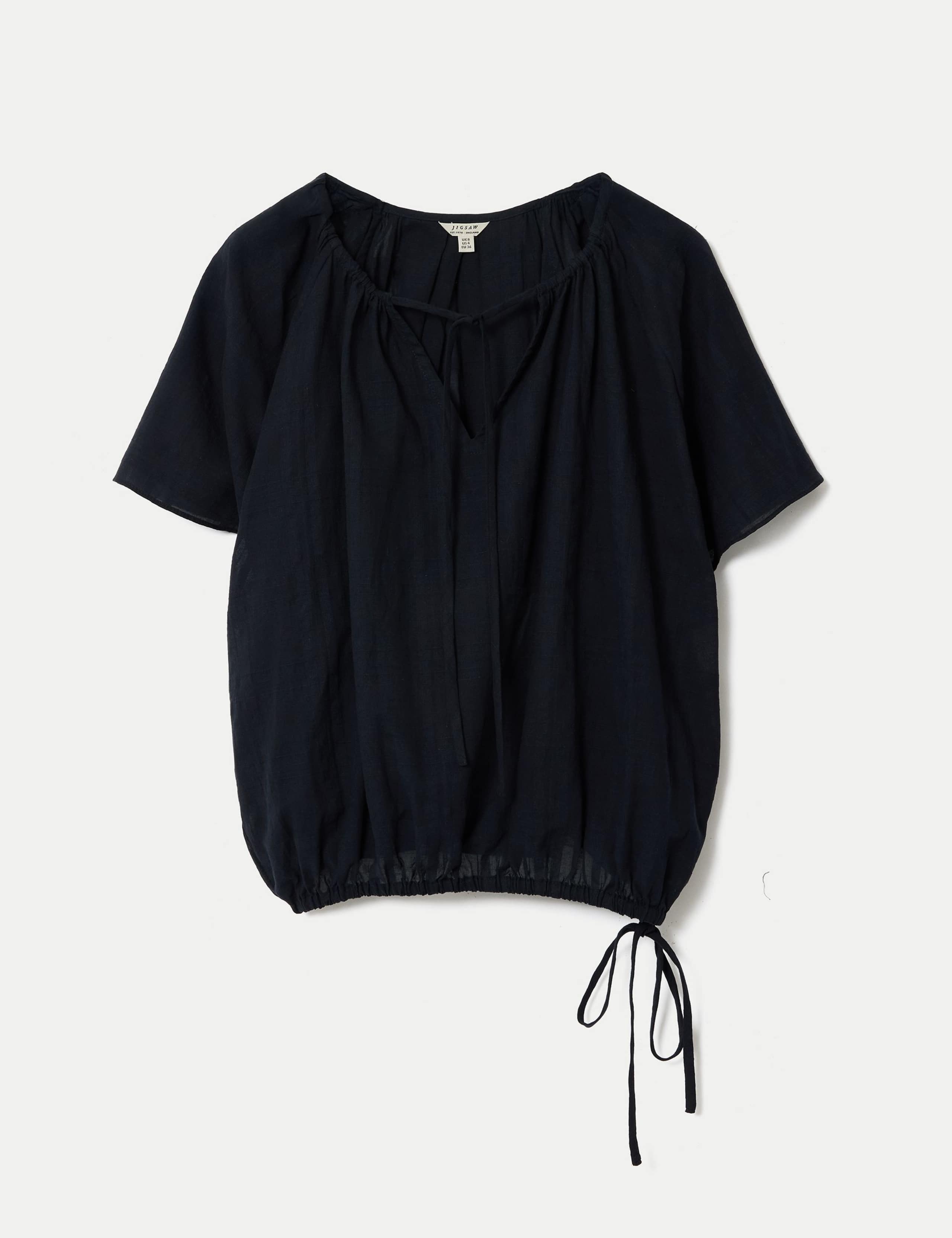 Pure Cotton Tie Detail Angel Sleeve Top 2 of 5