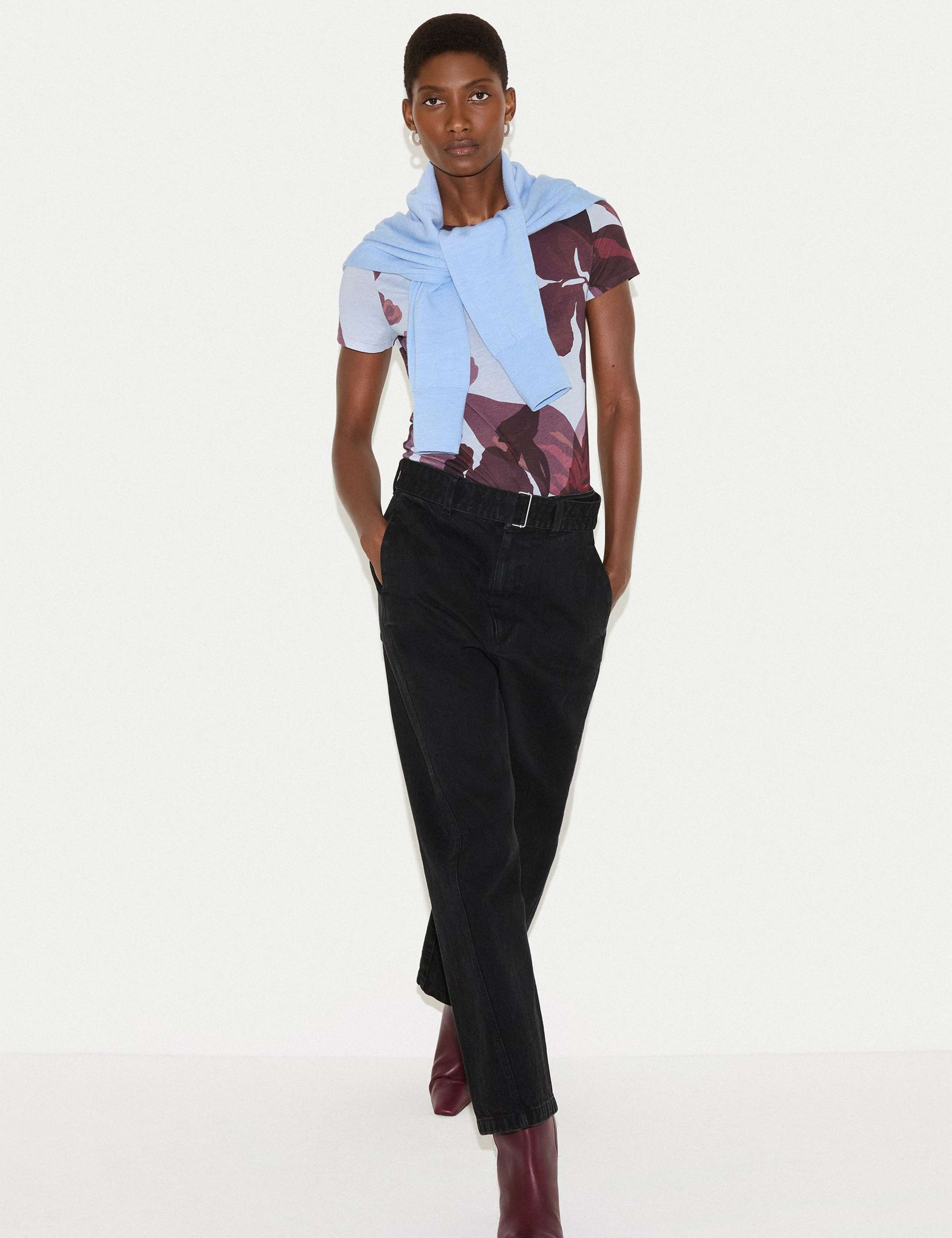 Pure Cotton Floral Crew Neck T-Shirt 1 of 5