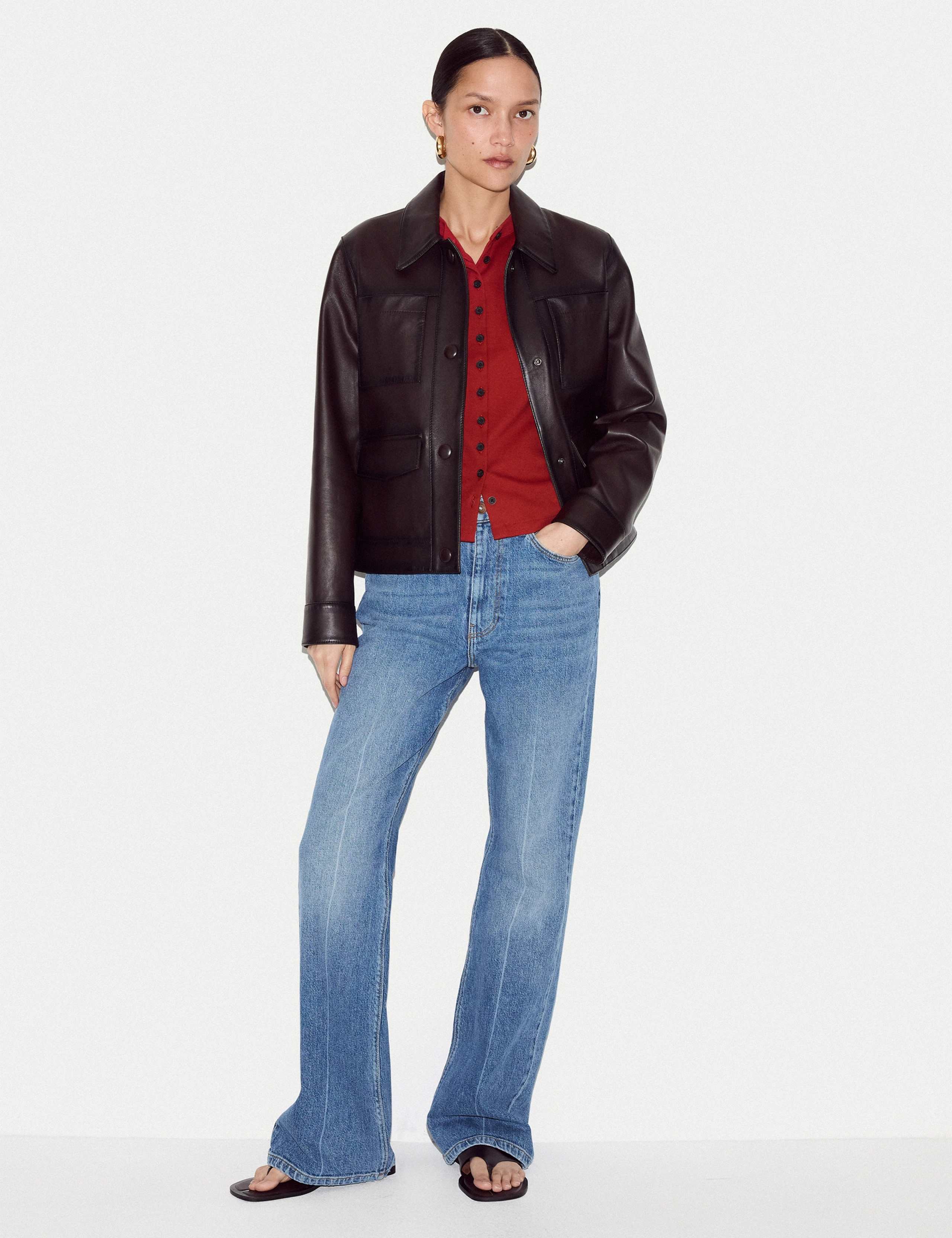 Cotton Rich Ribbed Button Through T-Shirt 2 of 4