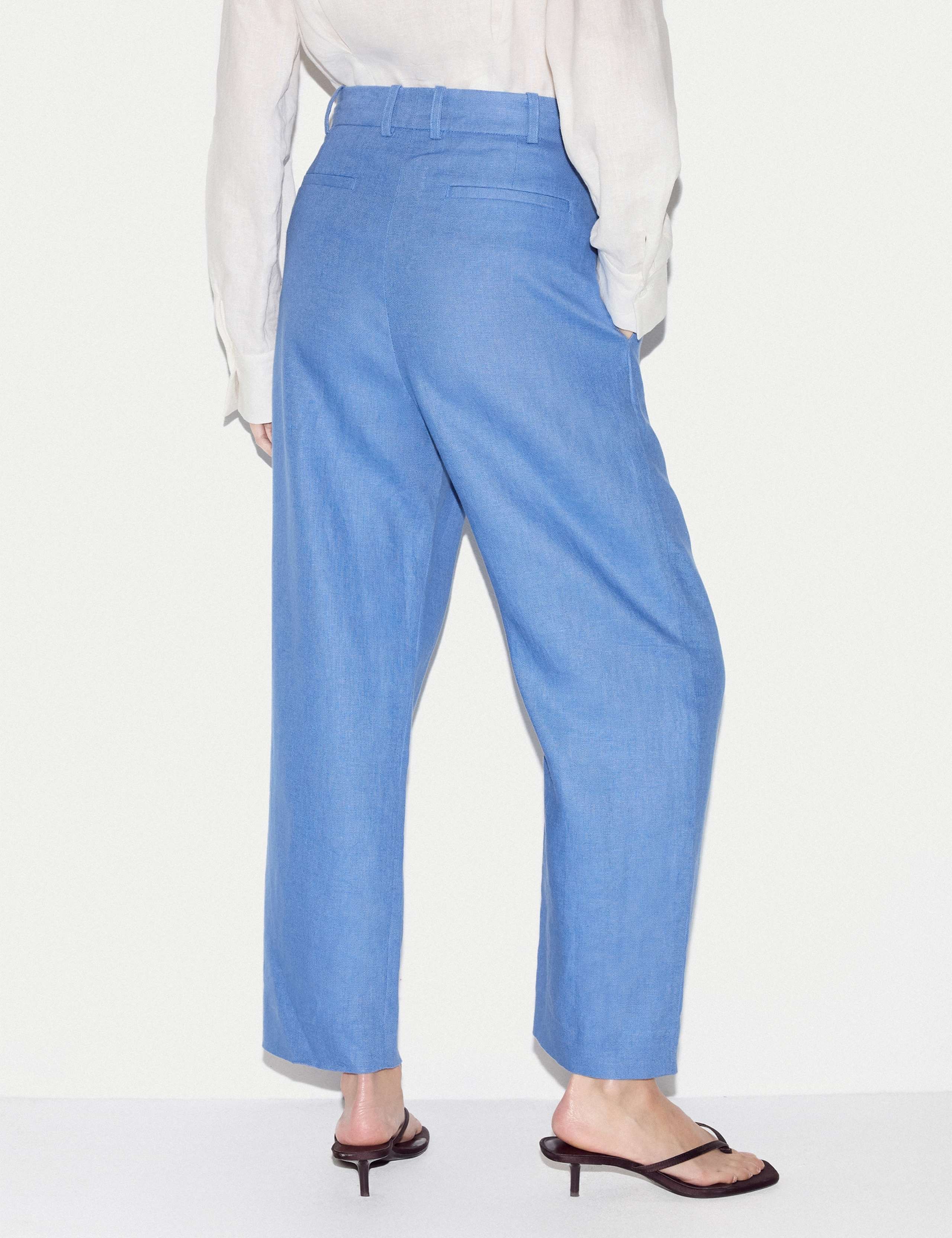 Pure Linen Tapered Ankle Grazer Trousers 4 of 5