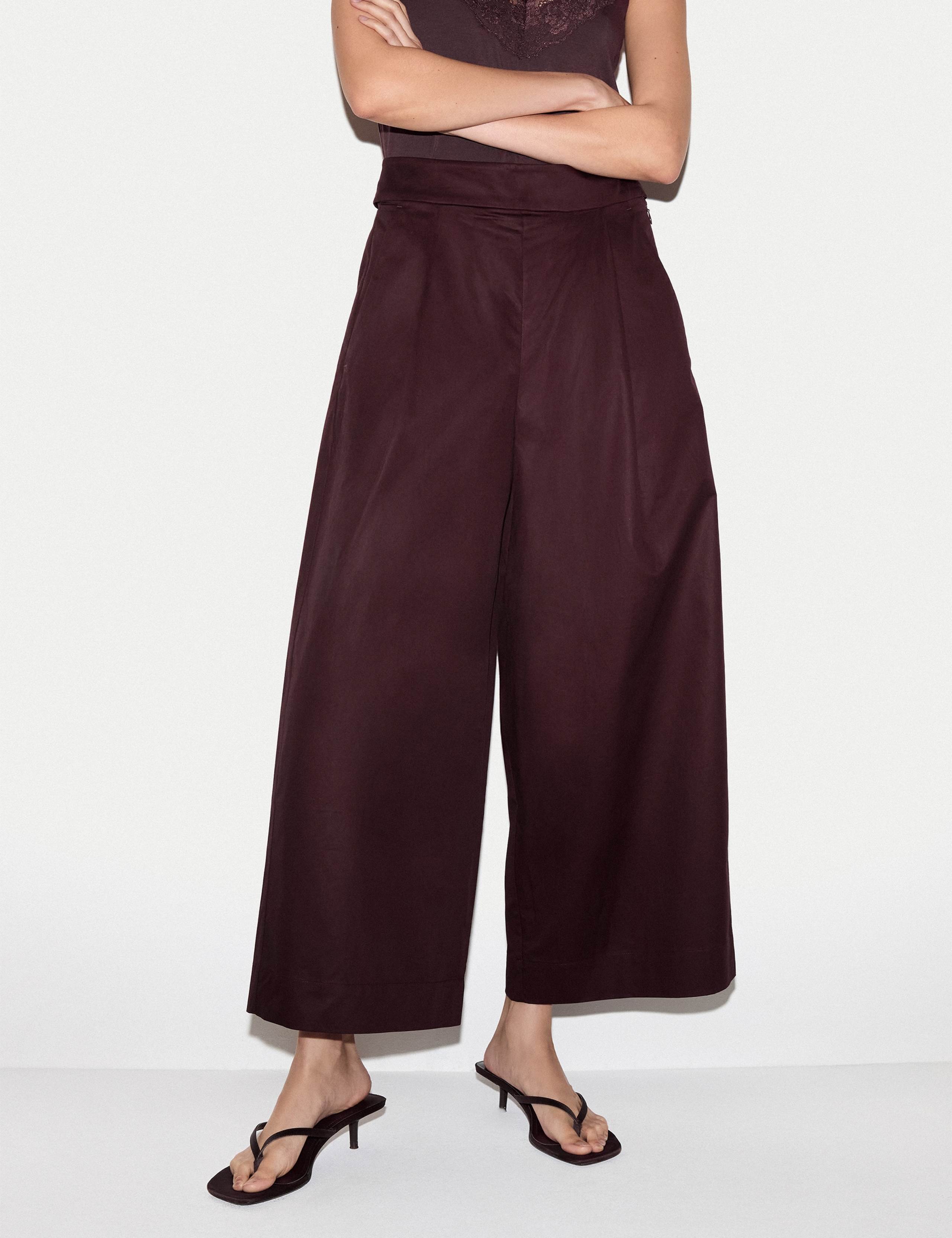 Pure Cotton Wide Leg Ankle Grazer Trousers 2 of 4