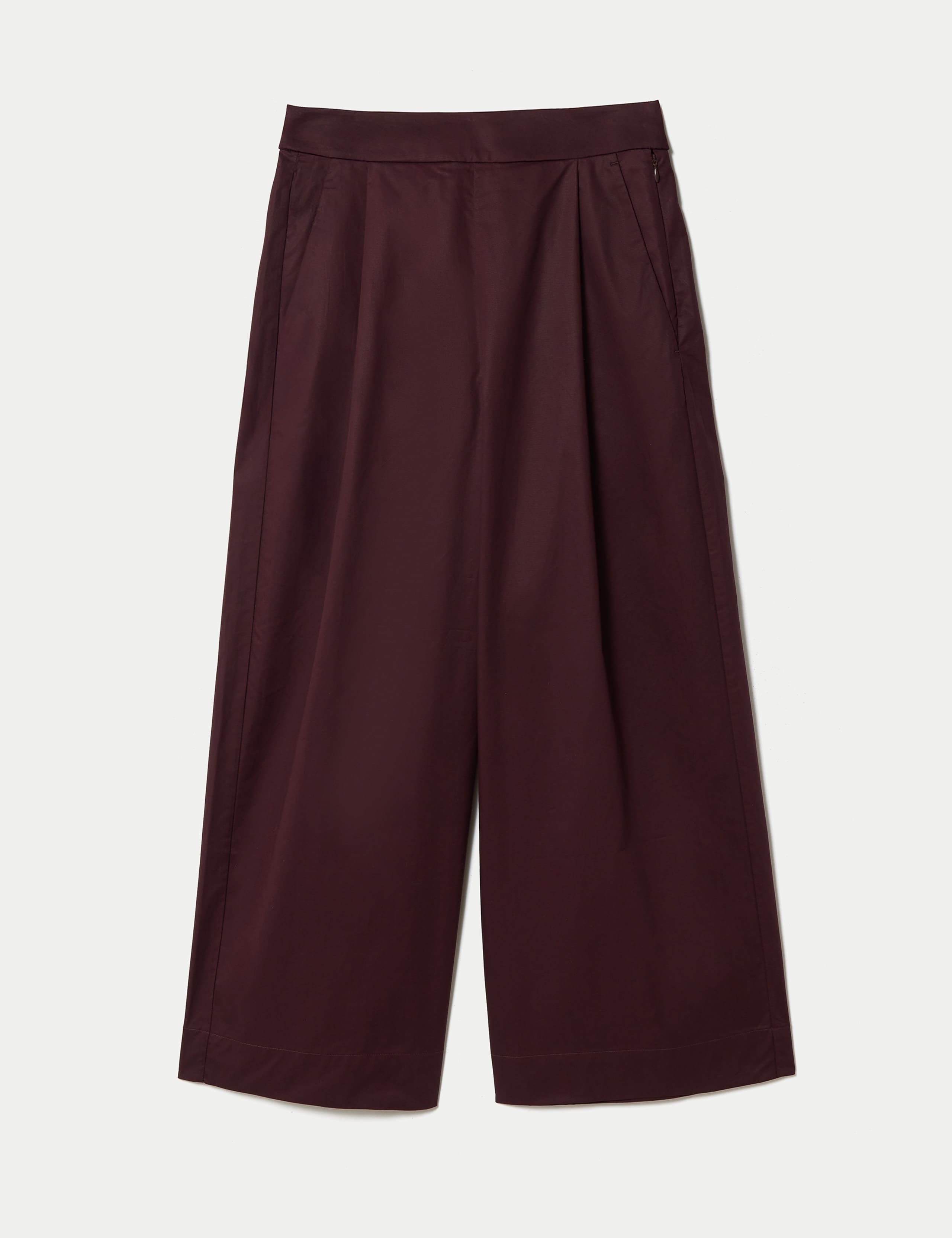 Pure Cotton Wide Leg Ankle Grazer Trousers 1 of 4