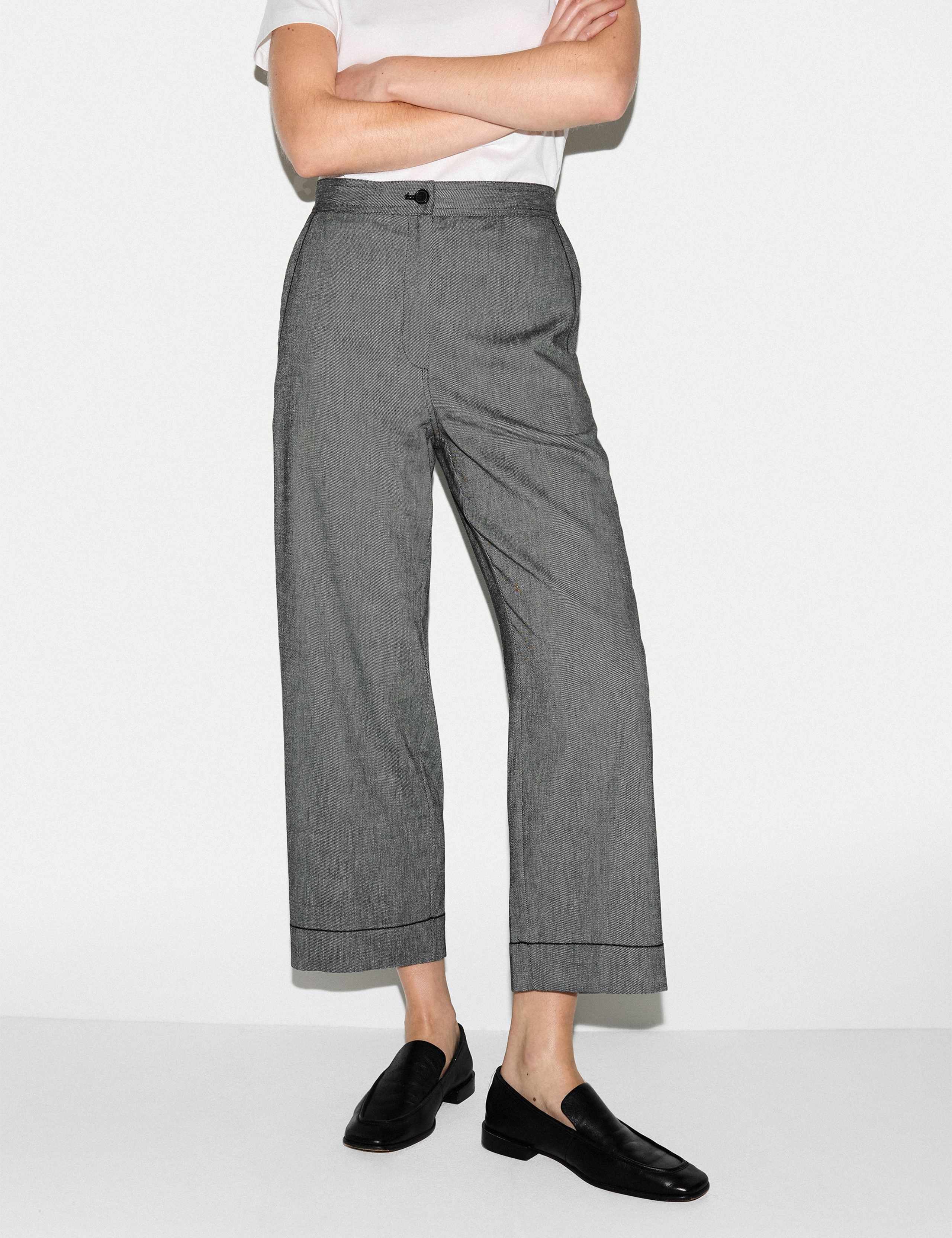 Textured Straight Leg Cropped Trousers 2 of 4