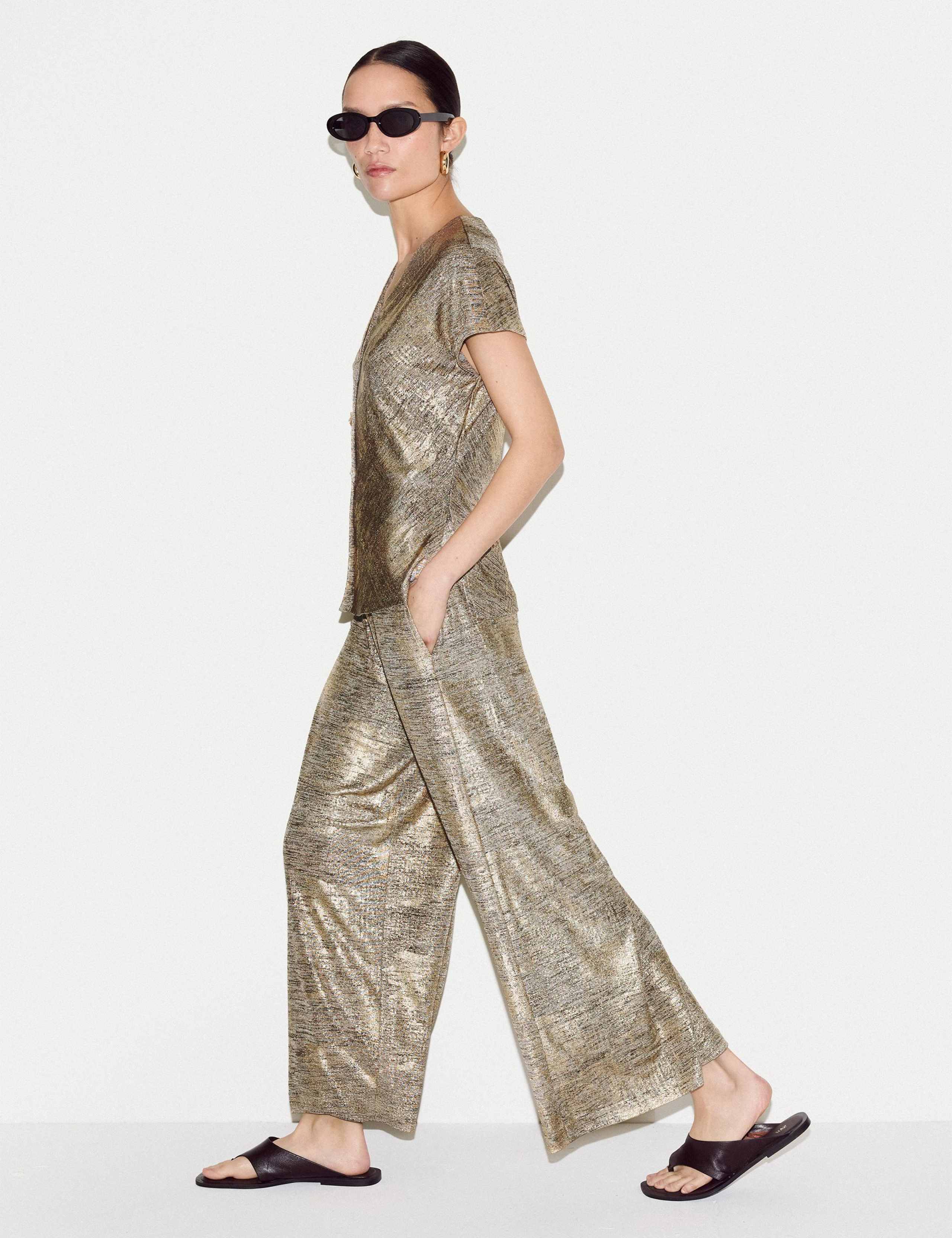 Jersey Sparkly Wide Leg Trousers 3 of 6