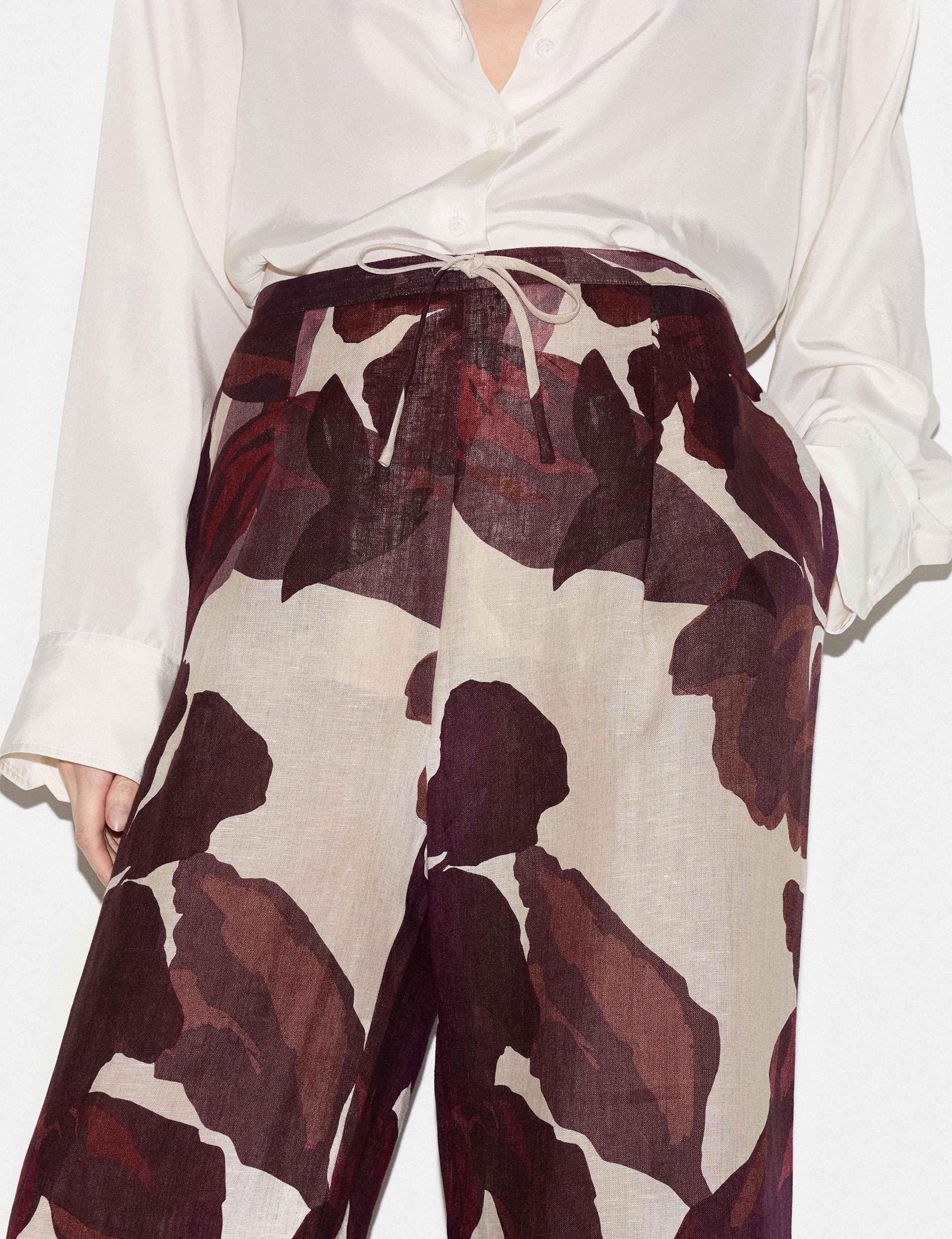 Pure Linen Floral Wide Leg Trousers 6 of 6