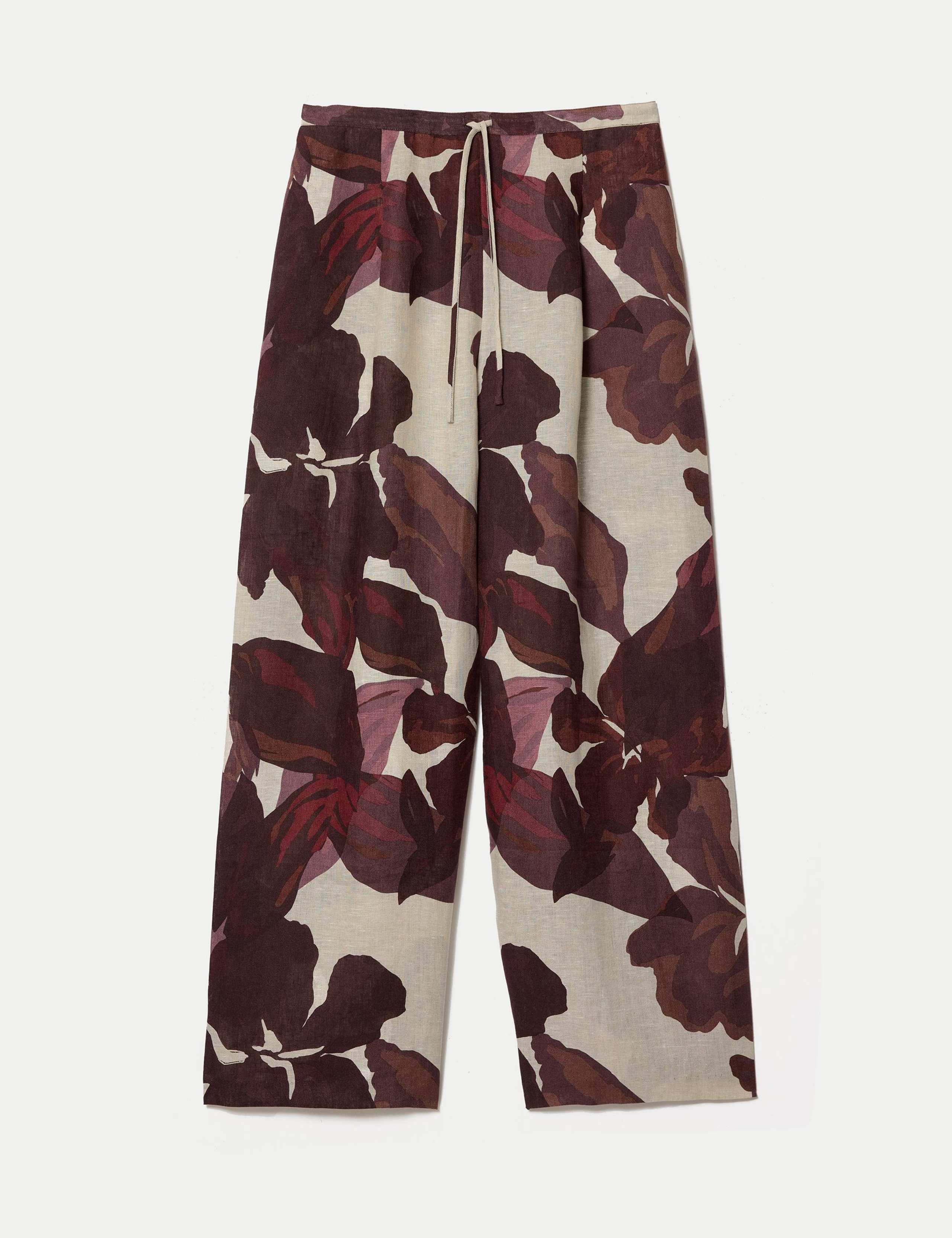 Pure Linen Floral Wide Leg Trousers 2 of 6