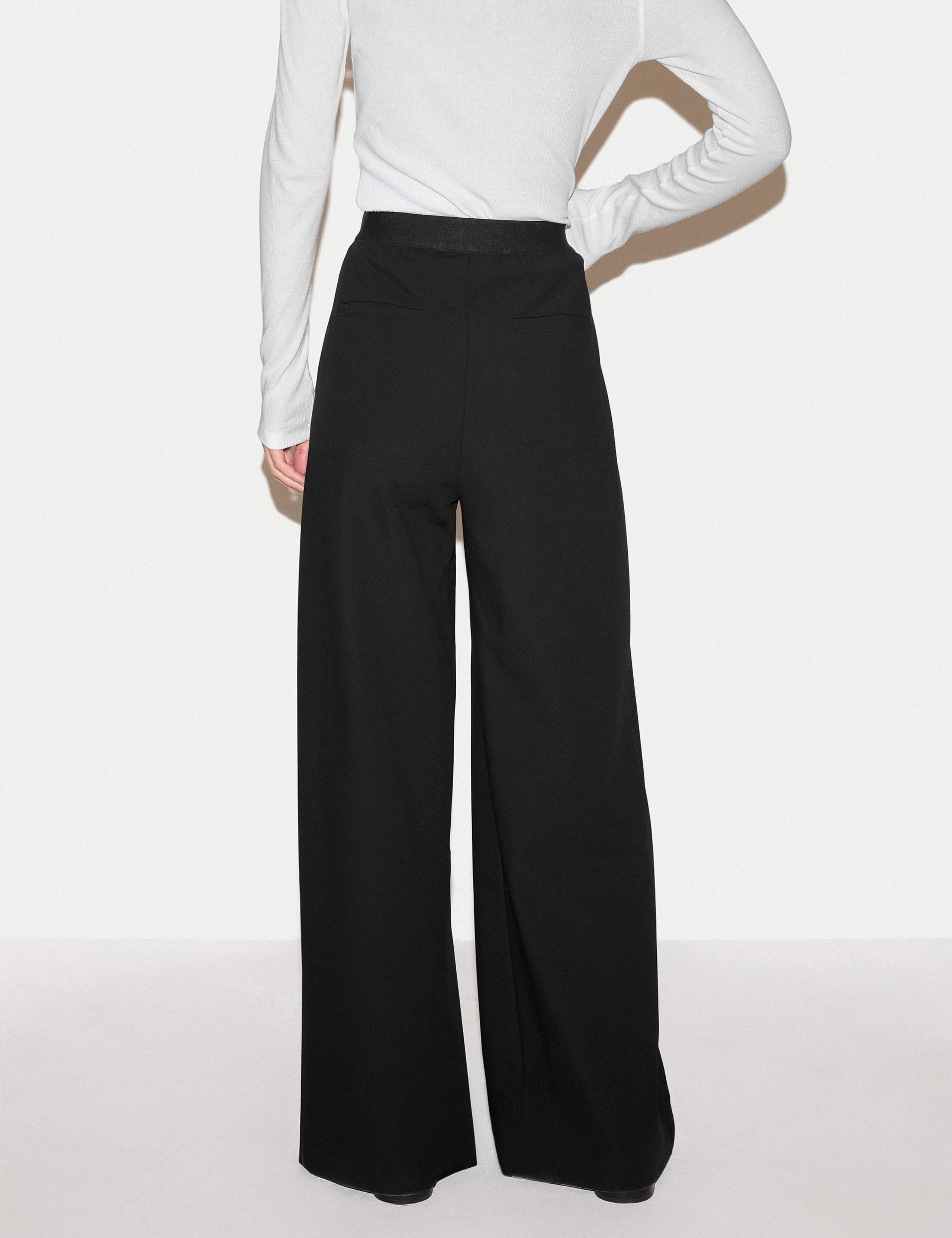 Crepe Drawstring Wide Leg Ankle Grazer Trousers 2 of 4