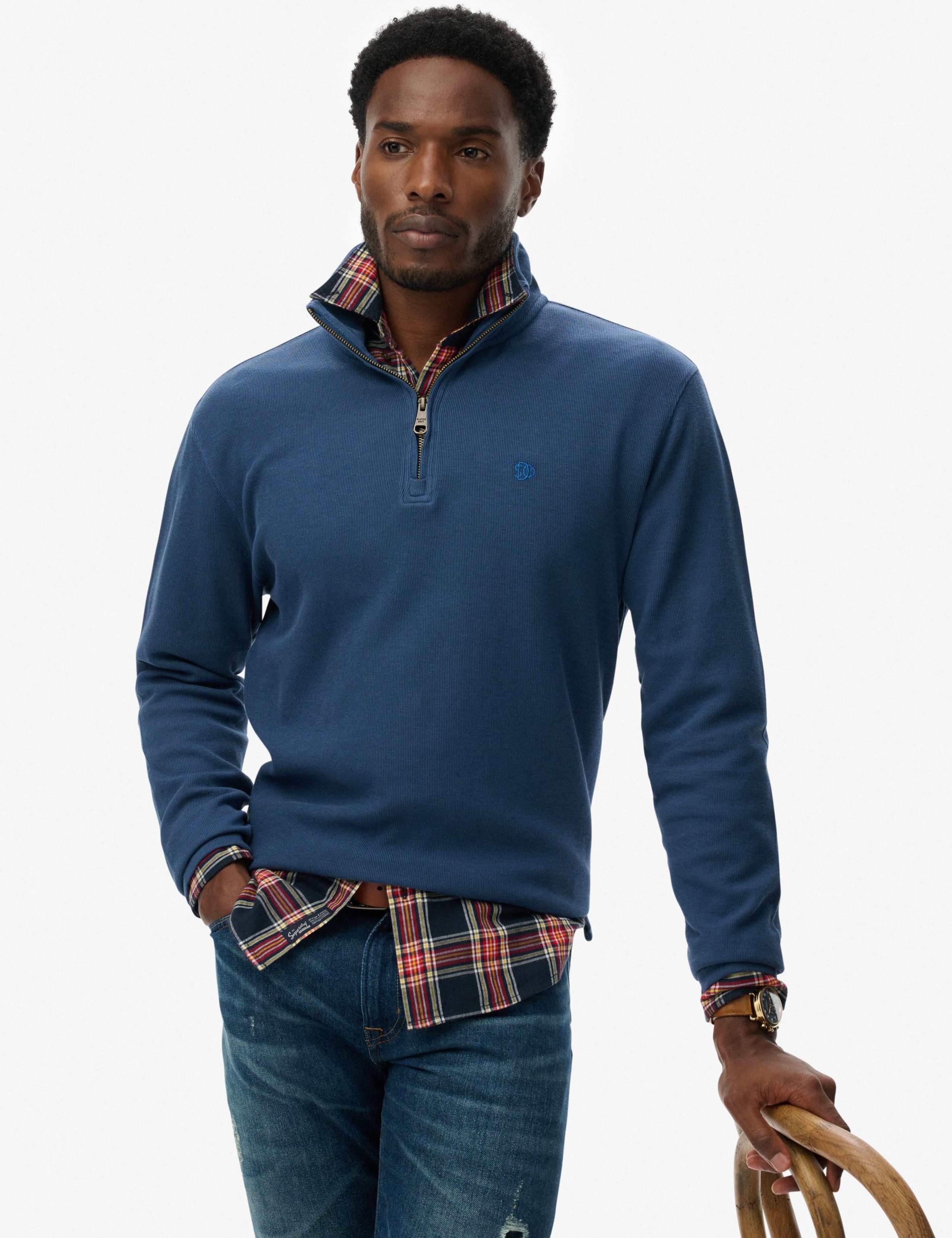 Pure Cotton Ribbed Half Zip Jumper 4 of 6